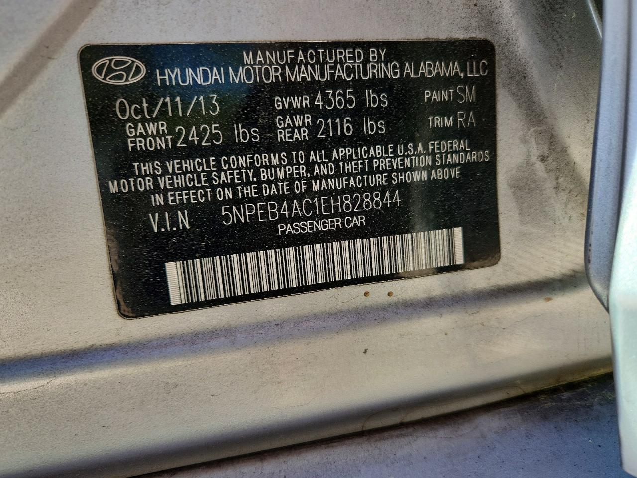 2014 Hyundai Sonata Gls Silver vin: 5NPEB4AC1EH828844