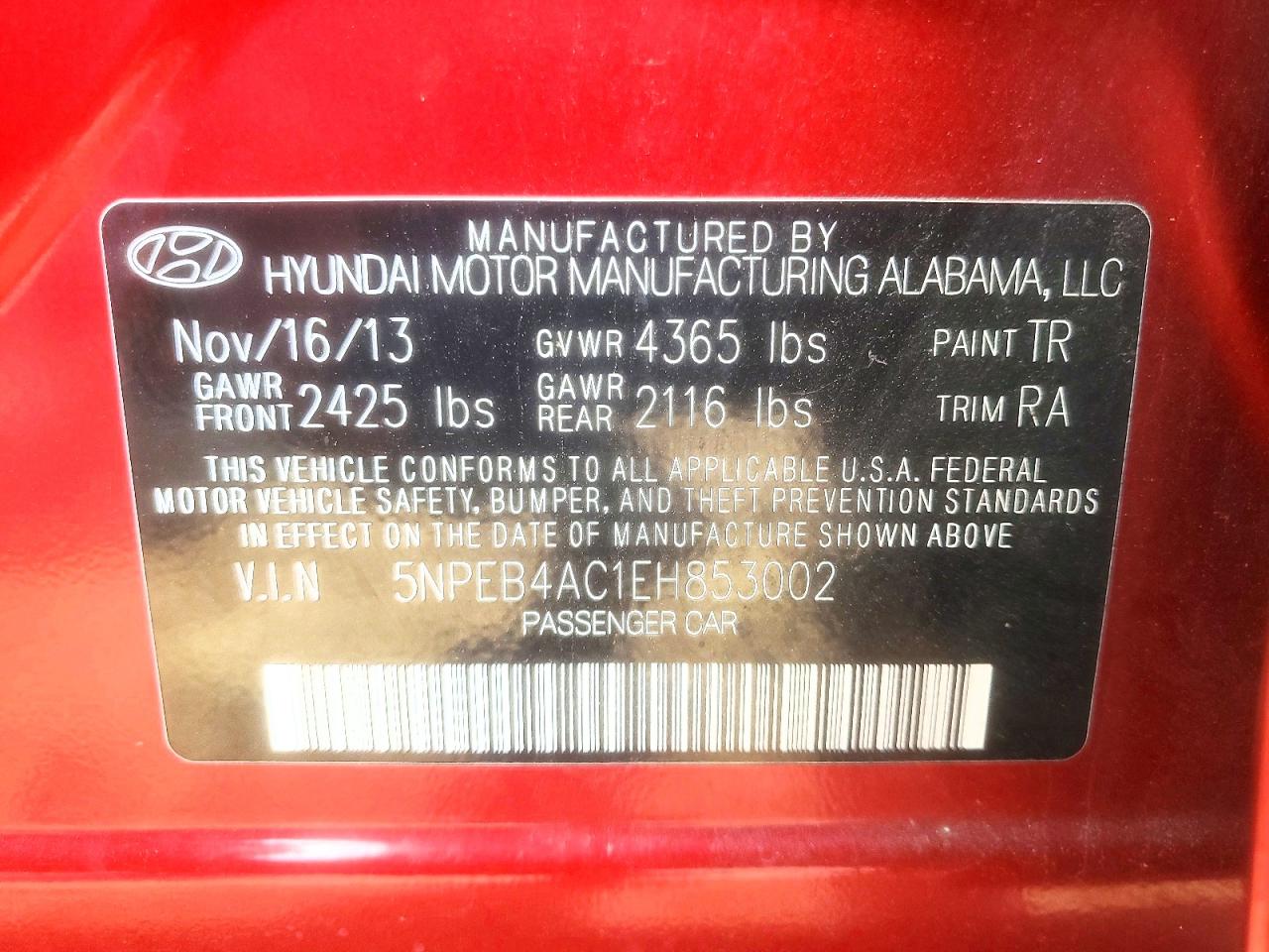 2014 Hyundai Sonata Gls Red vin: 5NPEB4AC1EH853002