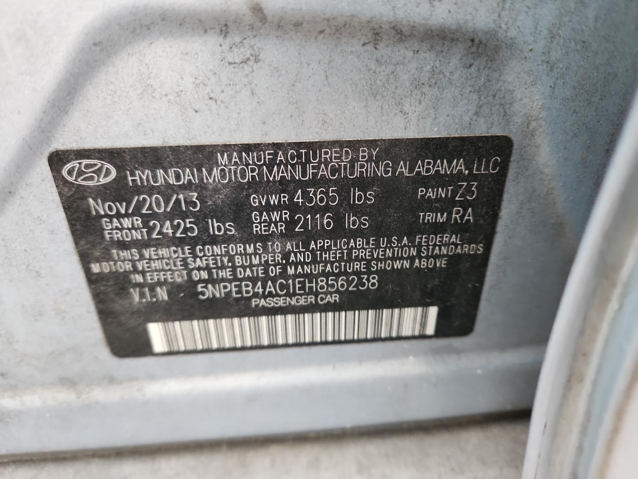 2014 Hyundai Sonata Gls Синий vin: 5NPEB4AC1EH856238