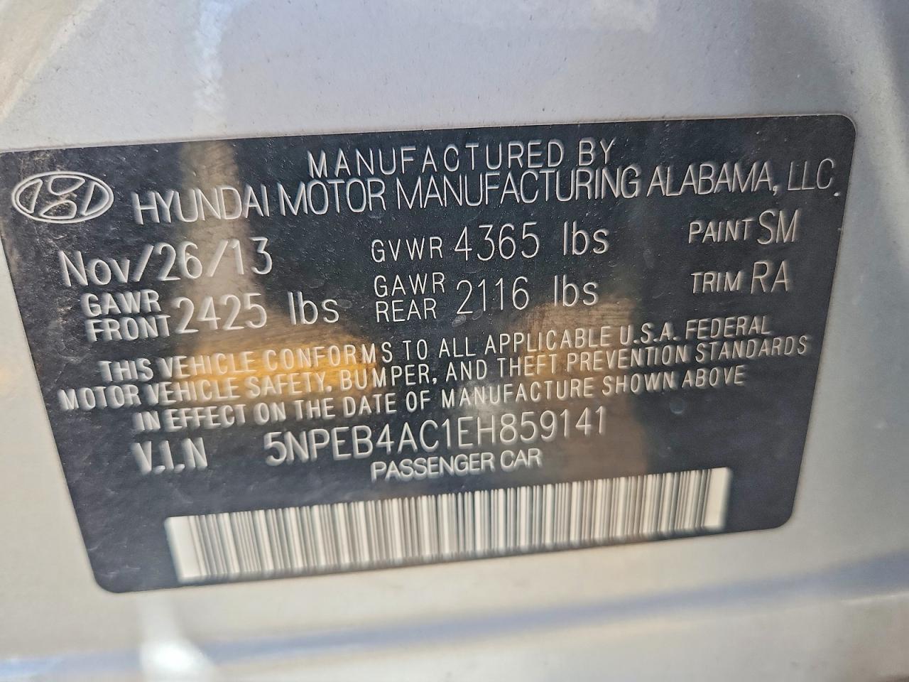 2014 Hyundai Sonata Gls Silver vin: 5NPEB4AC1EH859141