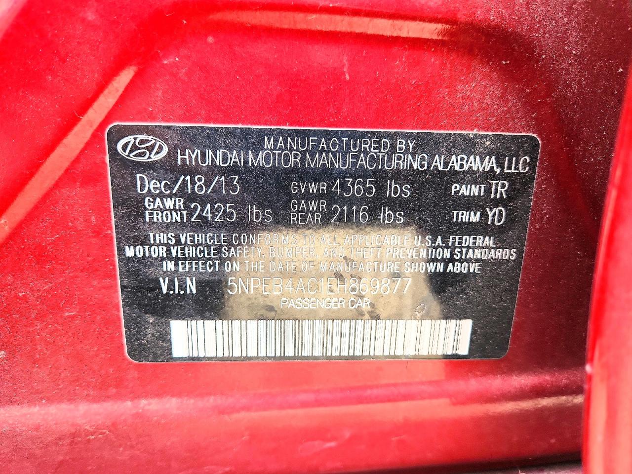 2014 Hyundai Sonata Gls Maroon vin: 5NPEB4AC1EH869877