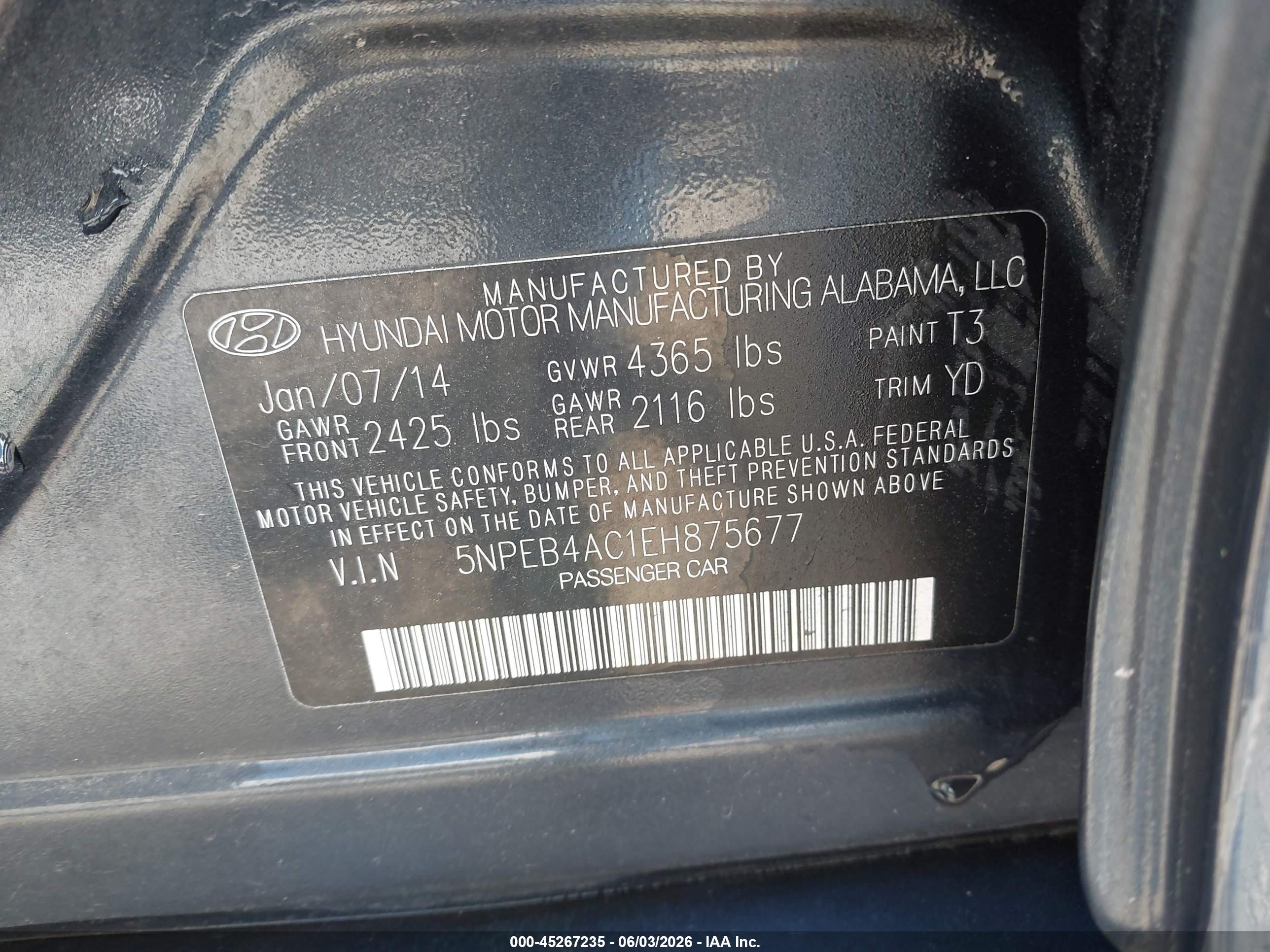2014 Hyundai Sonata Gls Blue vin: 5NPEB4AC1EH875677
