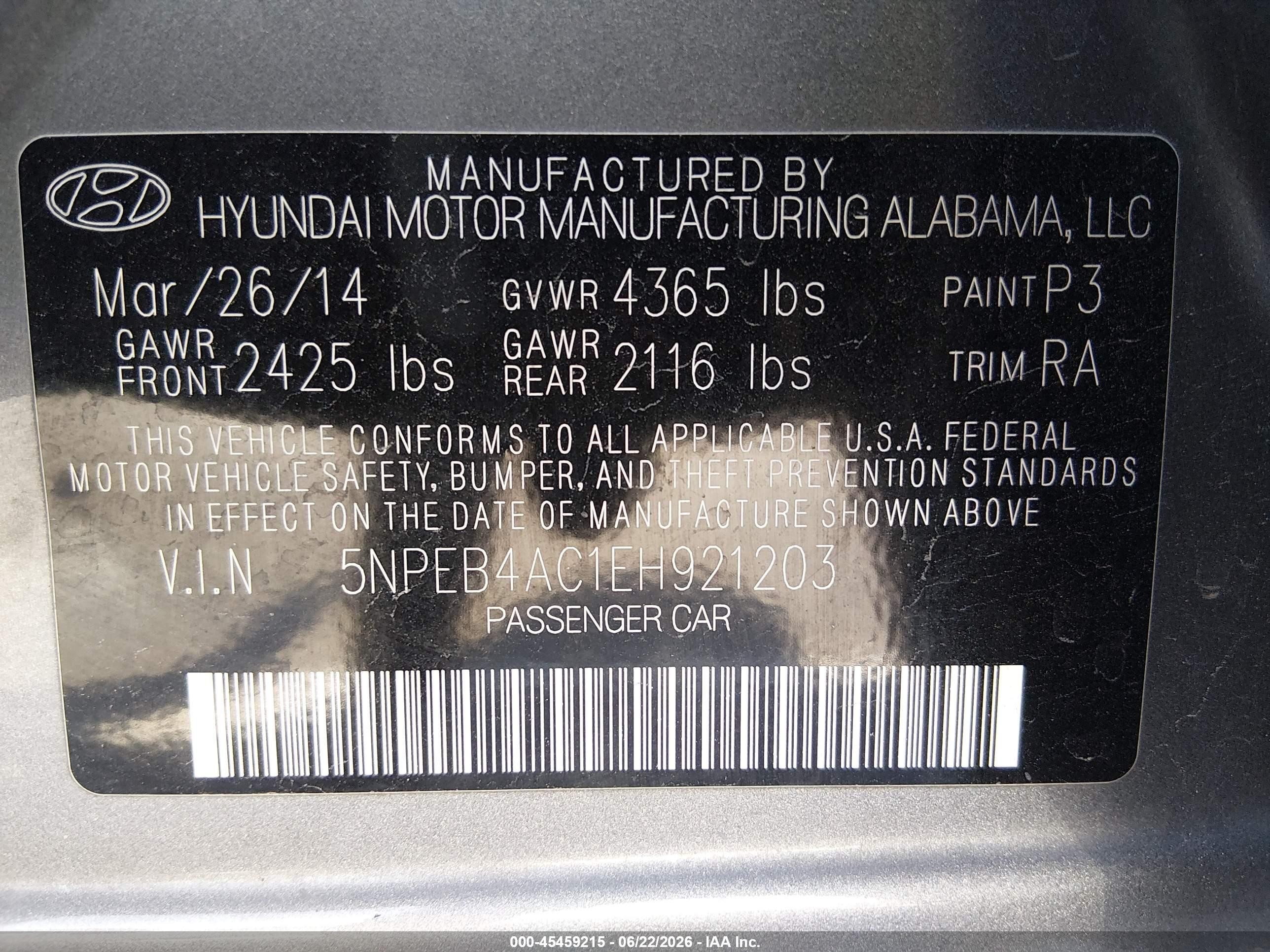 2014 Hyundai Sonata Gls Gray vin: 5NPEB4AC1EH921203