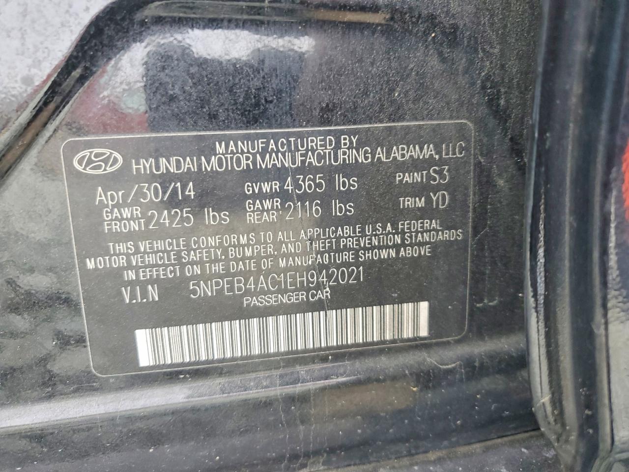 2014 Hyundai Sonata Gls Black vin: 5NPEB4AC1EH942021