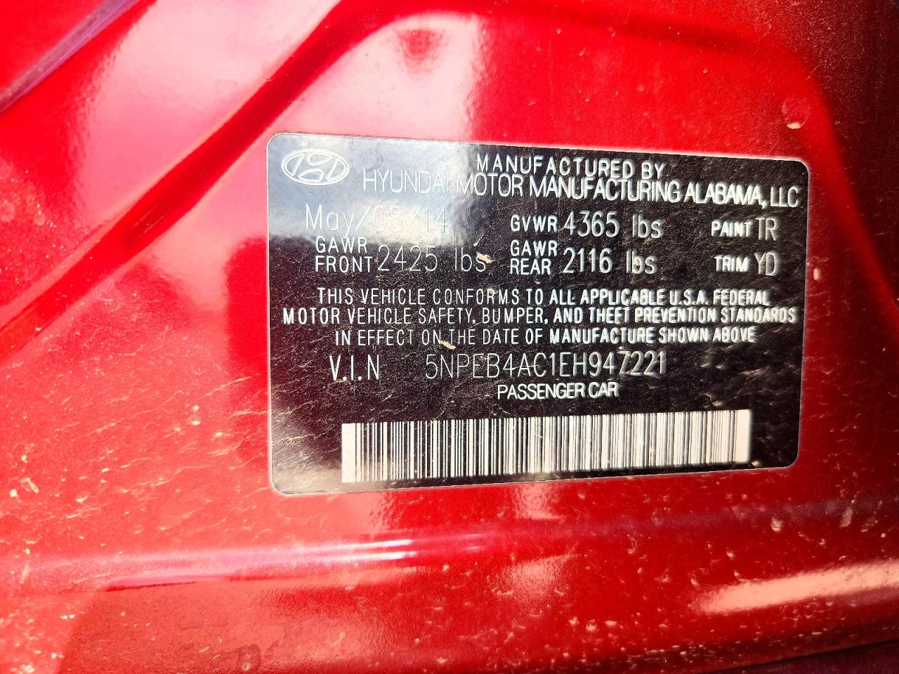 2014 Hyundai Sonata Gls Красный vin: 5NPEB4AC1EH947221