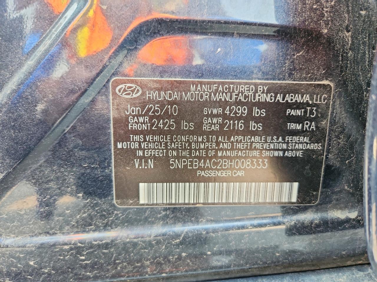 2011 Hyundai Sonata Gls Black vin: 5NPEB4AC2BH008333