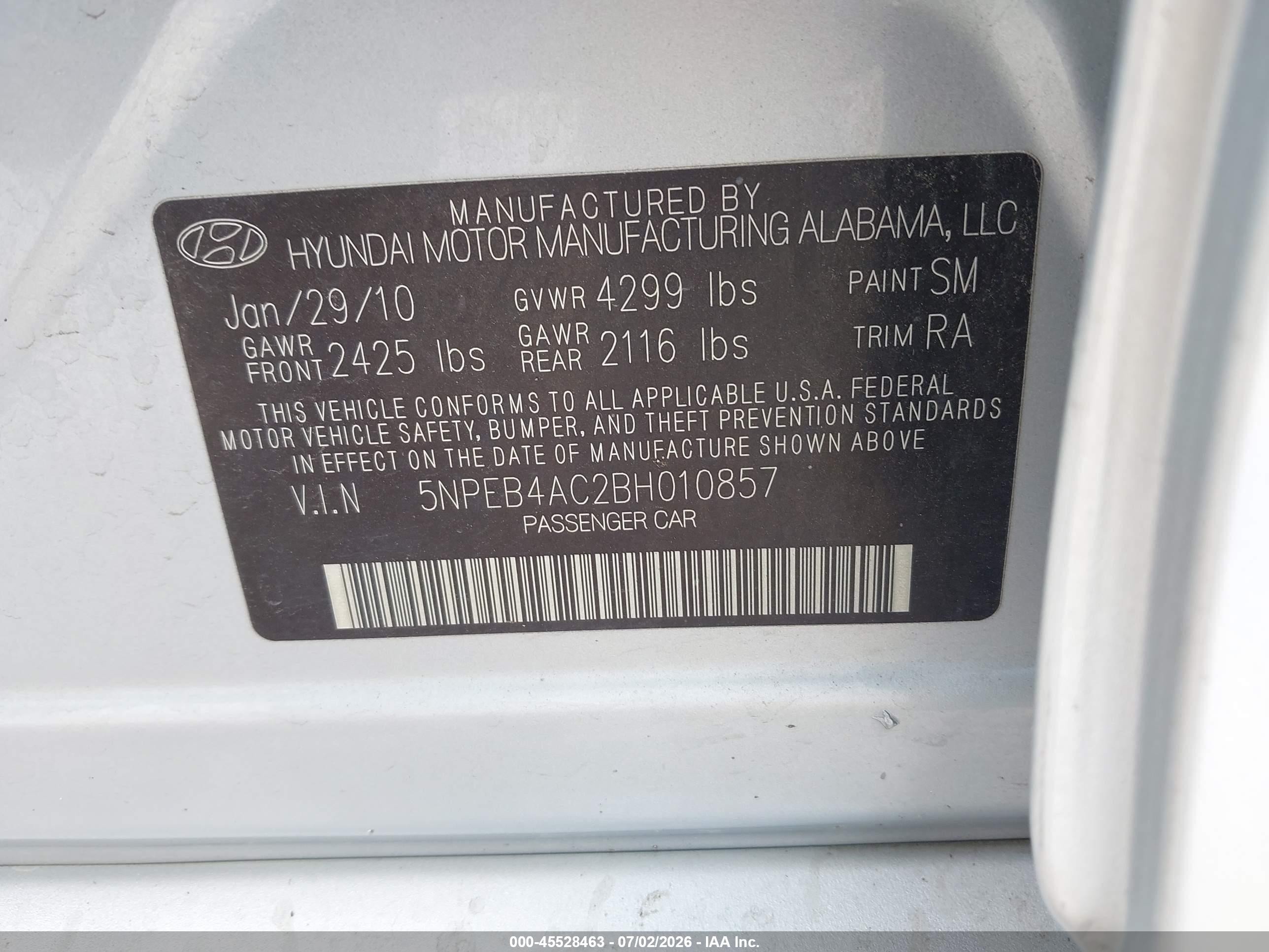 2011 Hyundai Sonata Gls Серебряный vin: 5NPEB4AC2BH010857