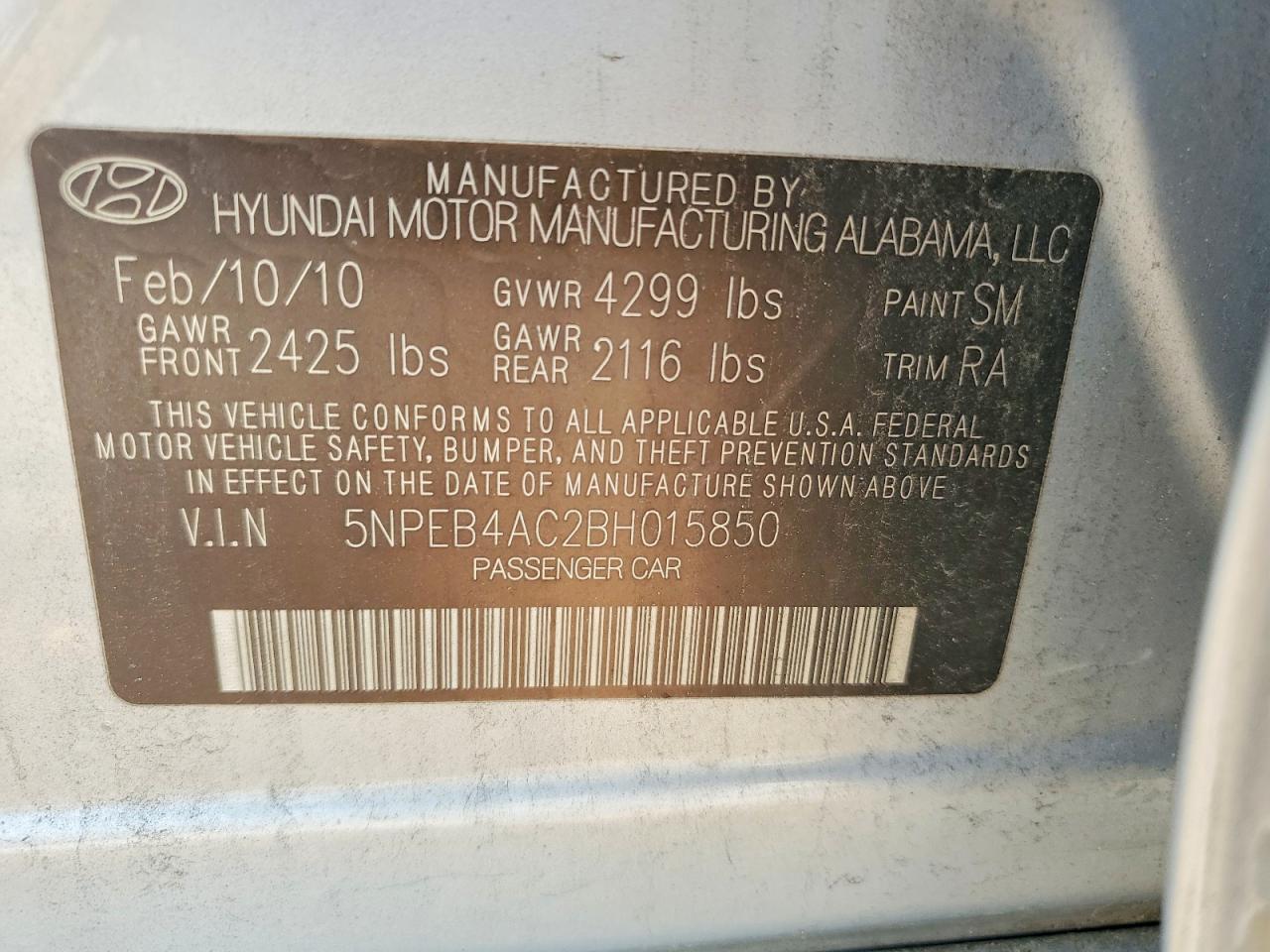 2011 Hyundai Sonata Gls Silver vin: 5NPEB4AC2BH015850
