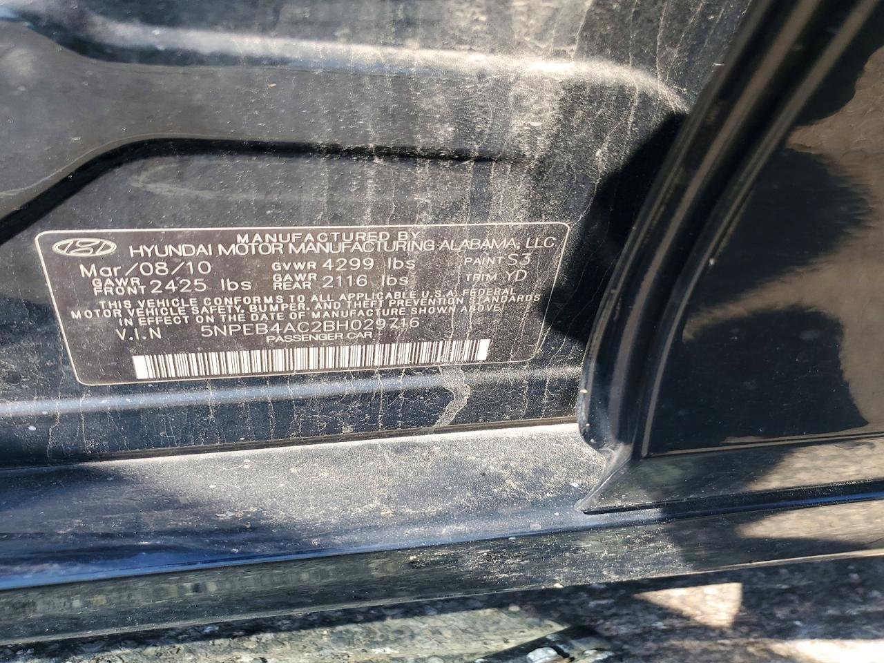 2011 Hyundai Sonata Gls Black vin: 5NPEB4AC2BH029716