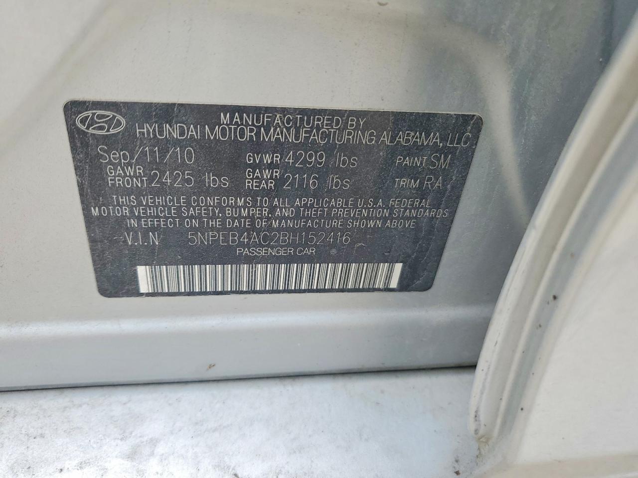 2011 Hyundai Sonata Gls Silver vin: 5NPEB4AC2BH152416