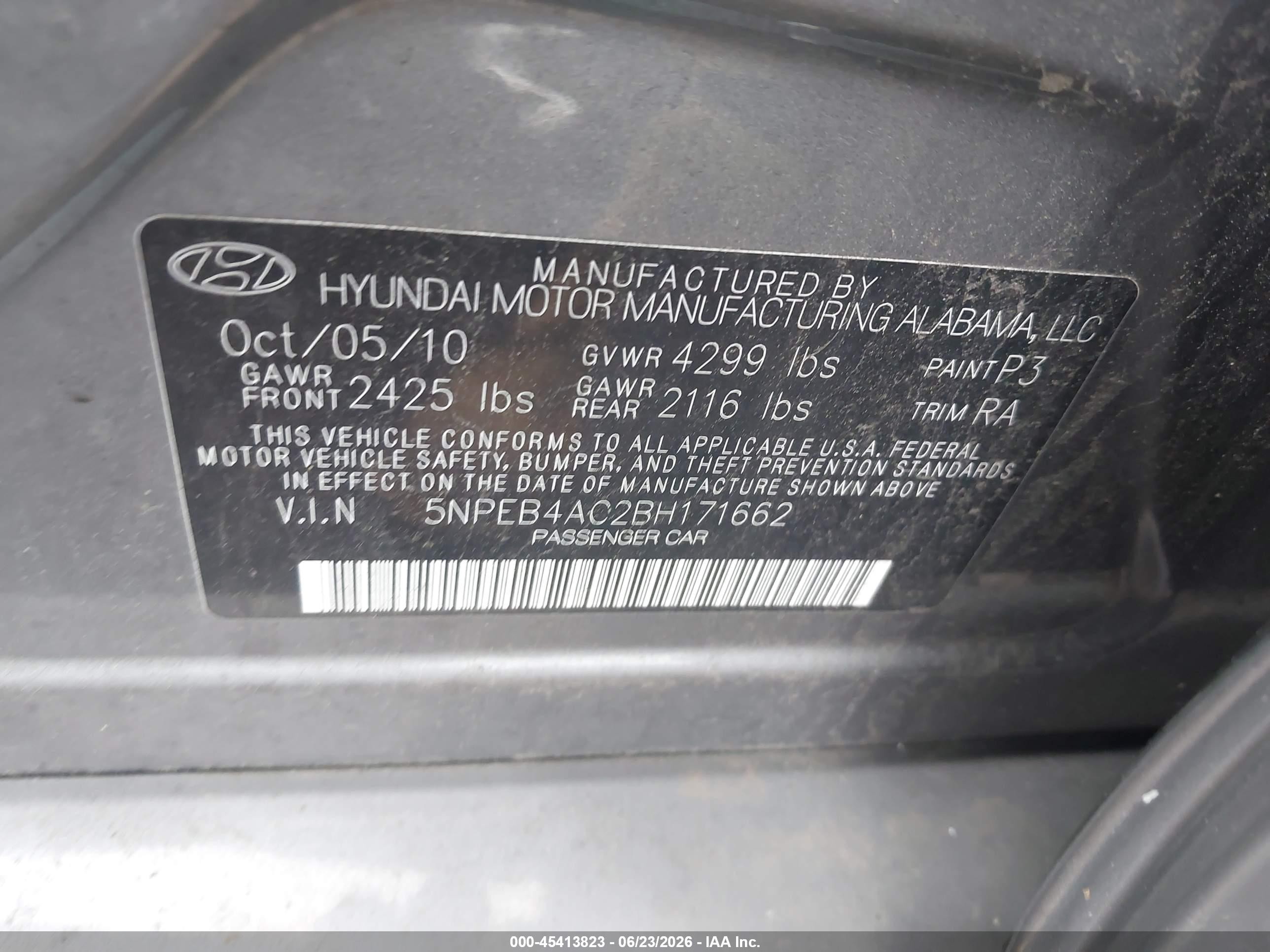 2011 Hyundai Sonata Gls Gray vin: 5NPEB4AC2BH171662