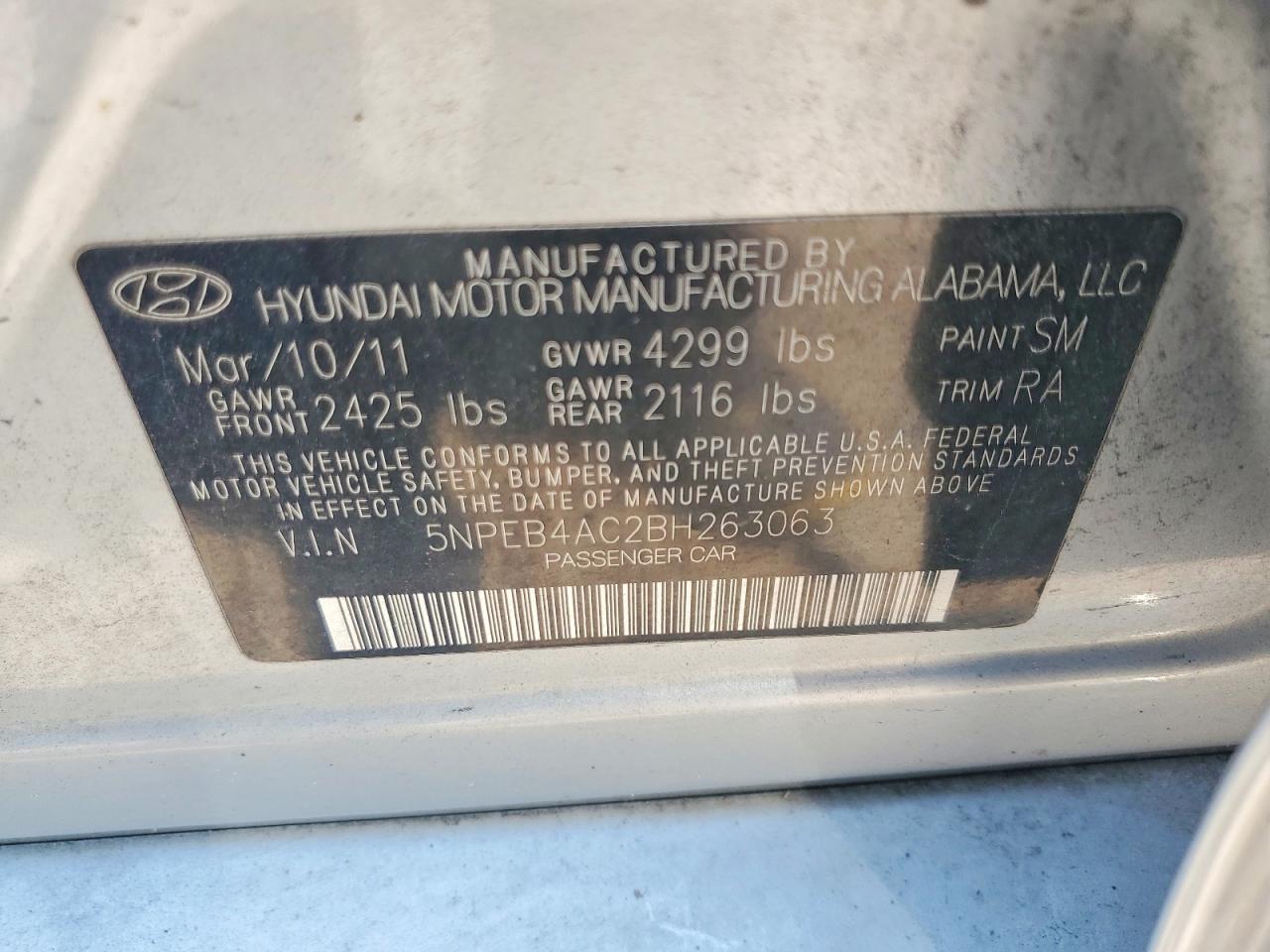 2011 Hyundai Sonata Gls Silver vin: 5NPEB4AC2BH263063