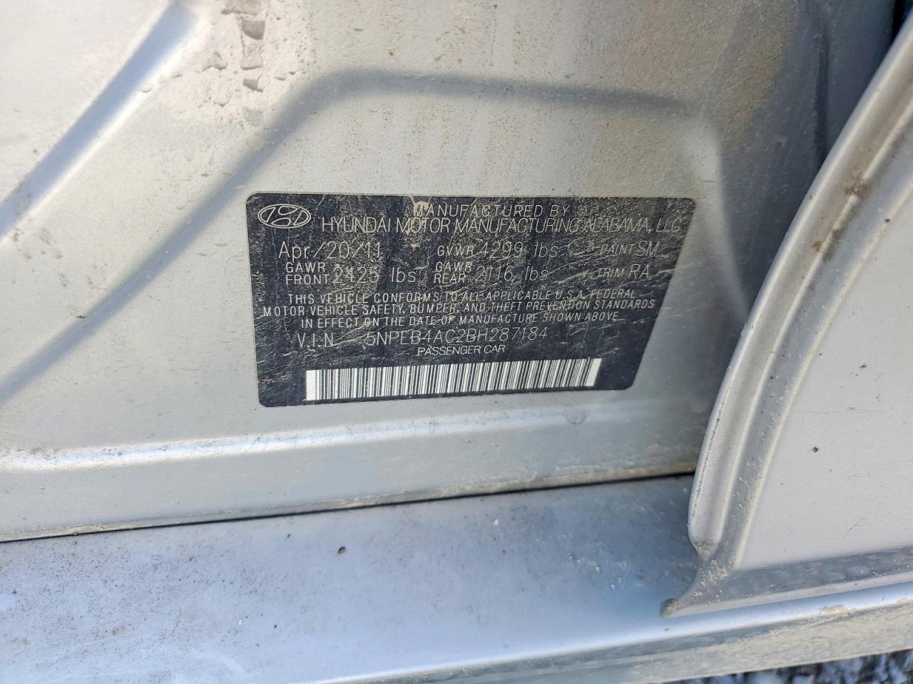 2011 Hyundai Sonata Gls Silver vin: 5NPEB4AC2BH287184