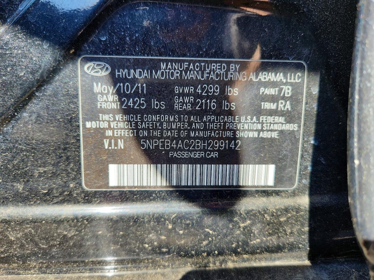 2011 Hyundai Sonata Gls Black vin: 5NPEB4AC2BH299142