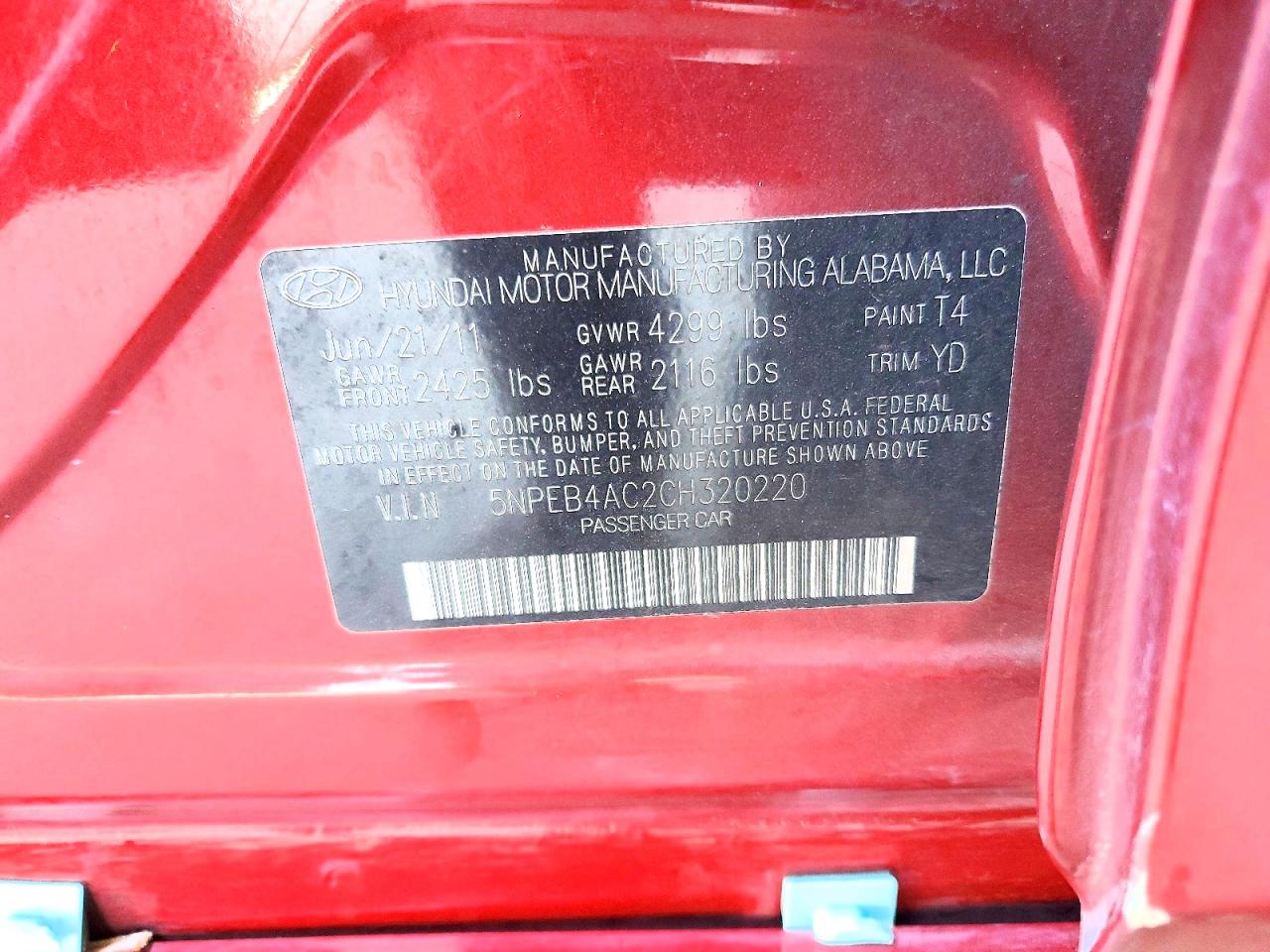 2012 Hyundai Sonata Gls Red vin: 5NPEB4AC2CH320220