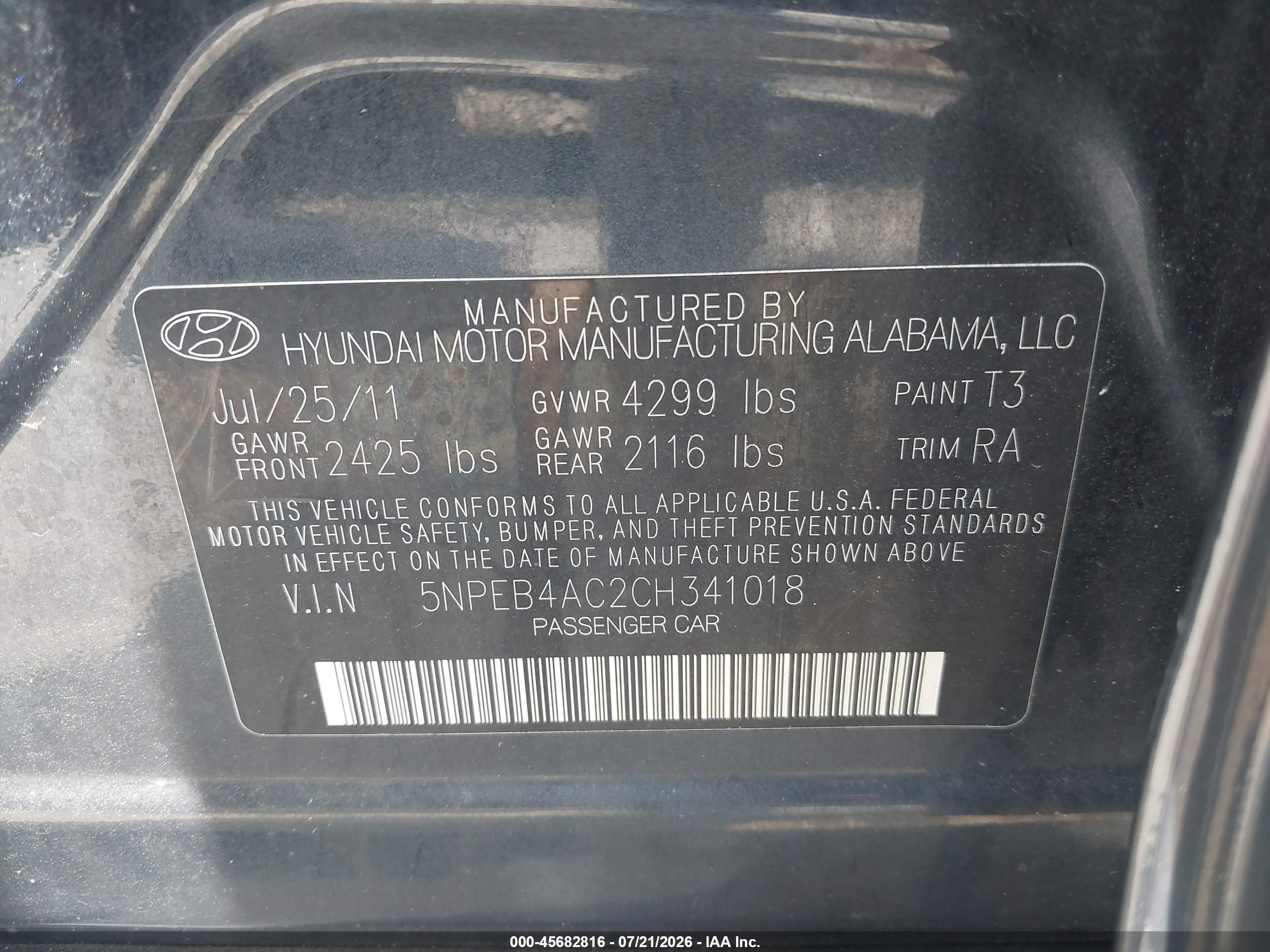2012 Hyundai Sonata Gls Black vin: 5NPEB4AC2CH341018