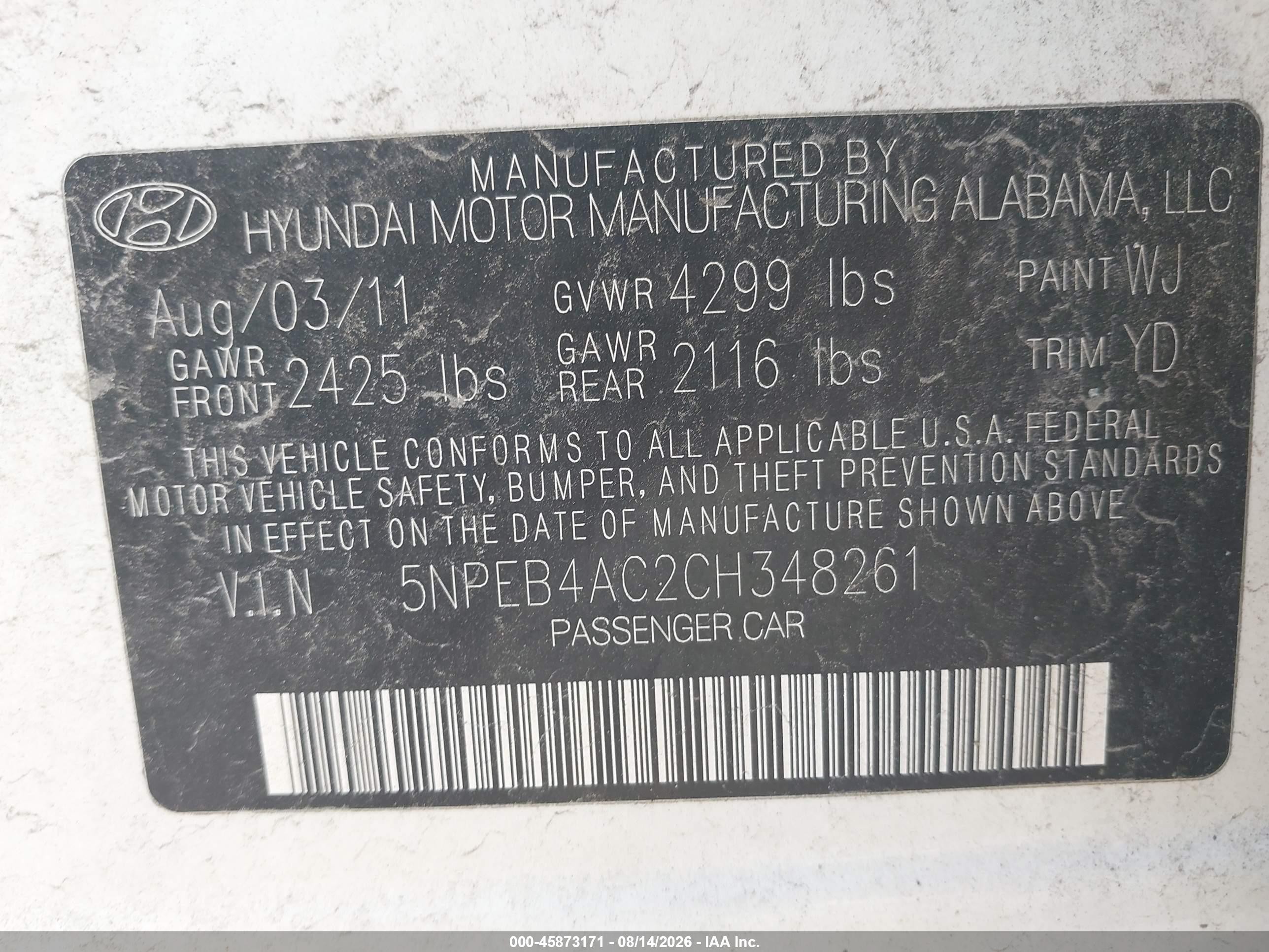 2012 Hyundai Sonata Gls Белый vin: 5NPEB4AC2CH348261