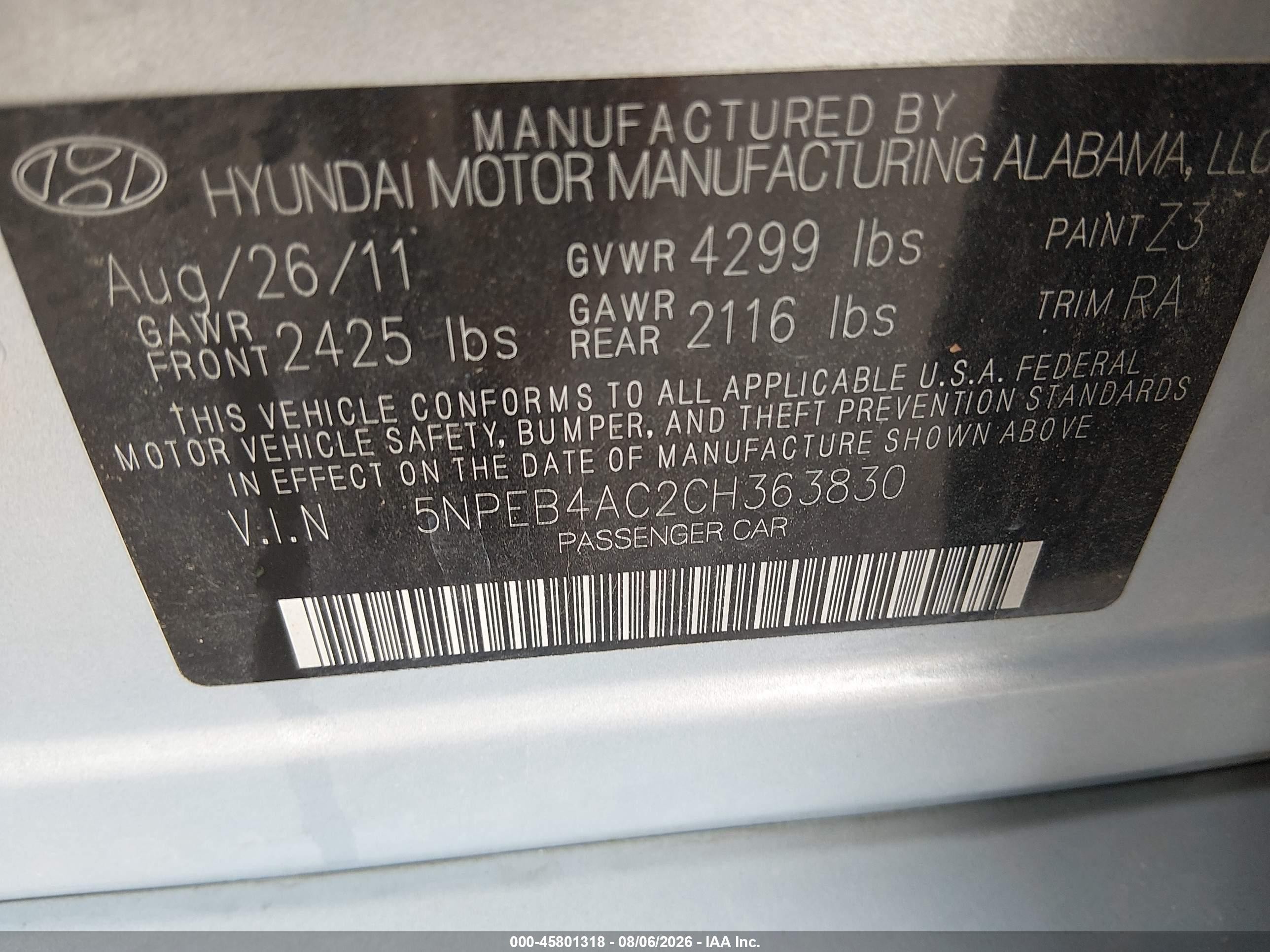 2012 Hyundai Sonata Gls Blue vin: 5NPEB4AC2CH363830