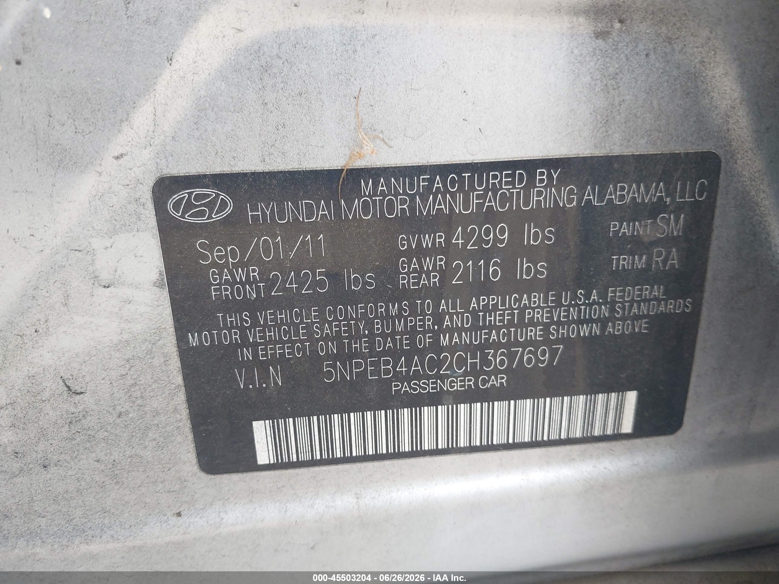 2012 Hyundai Sonata Gls Silver vin: 5NPEB4AC2CH367697