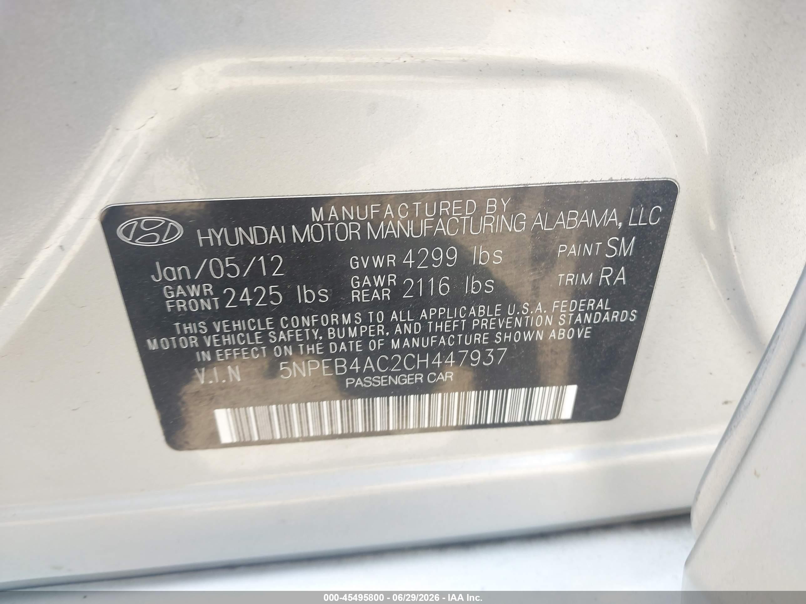 2012 Hyundai Sonata Gls Silver vin: 5NPEB4AC2CH447937