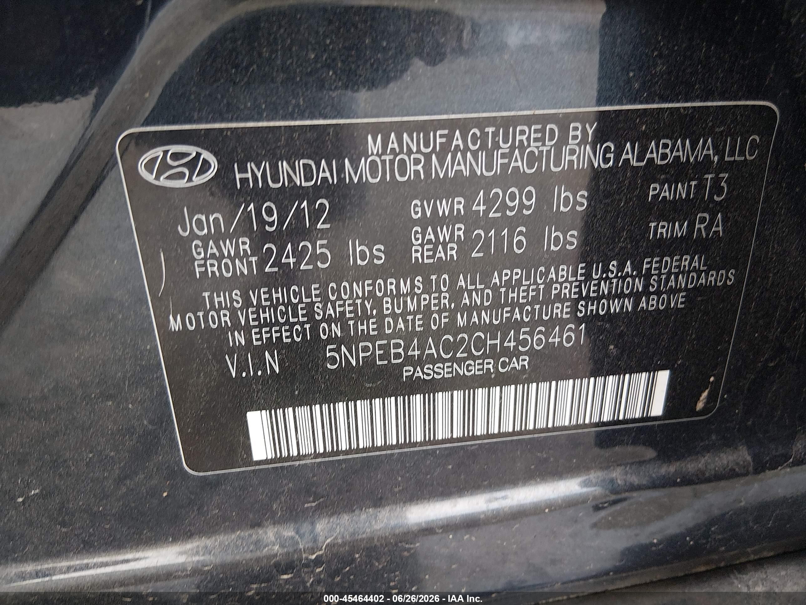 2012 Hyundai Sonata Gls Blue vin: 5NPEB4AC2CH456461