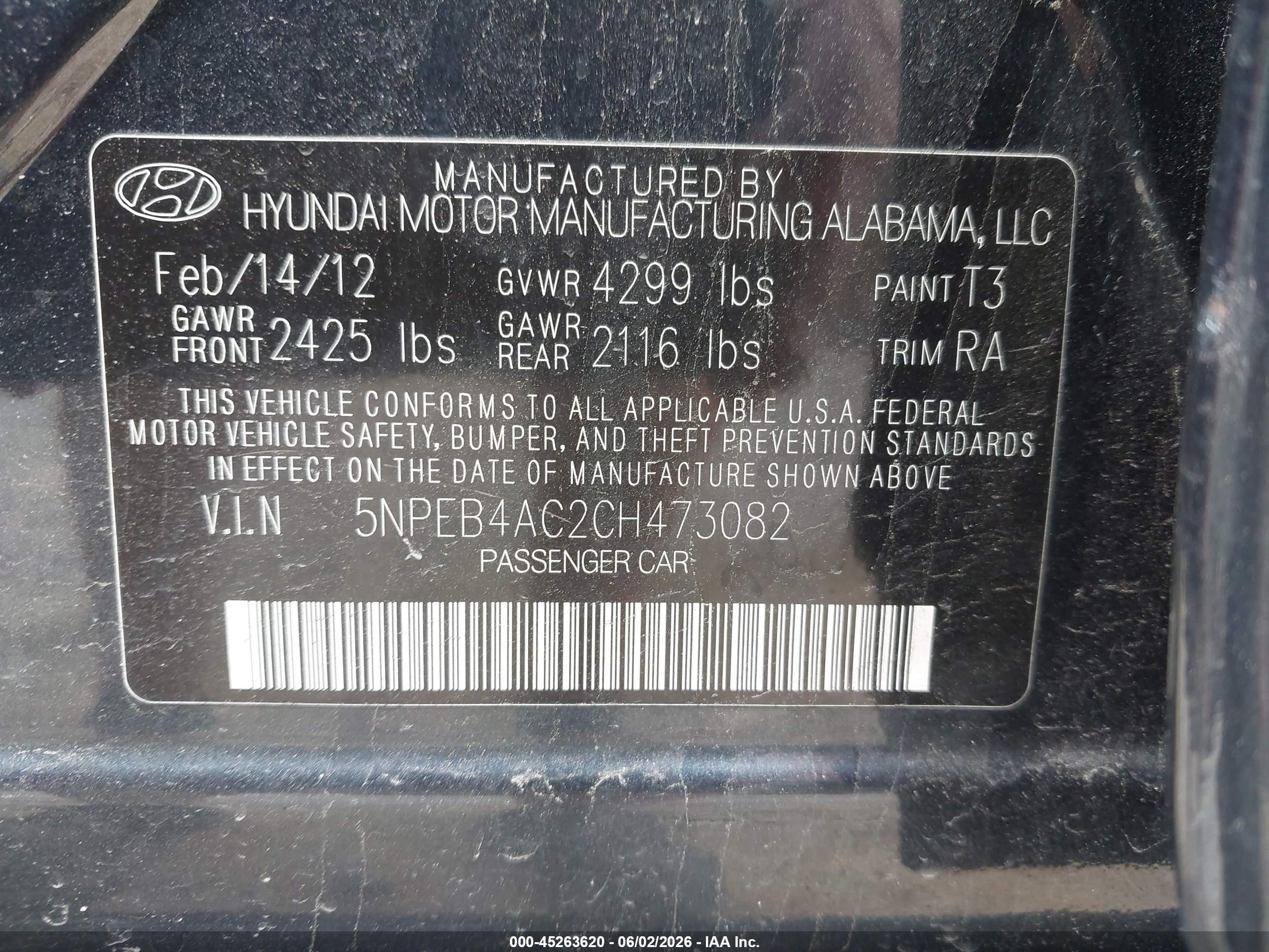 2012 Hyundai Sonata Gls Gray vin: 5NPEB4AC2CH473082