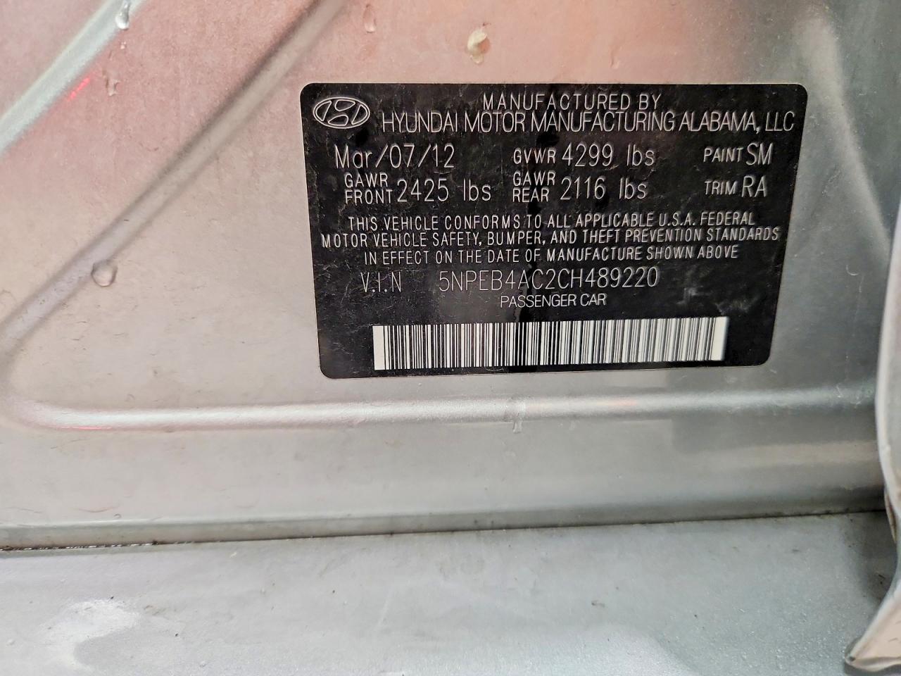 2012 Hyundai Sonata Gls Silver vin: 5NPEB4AC2CH489220