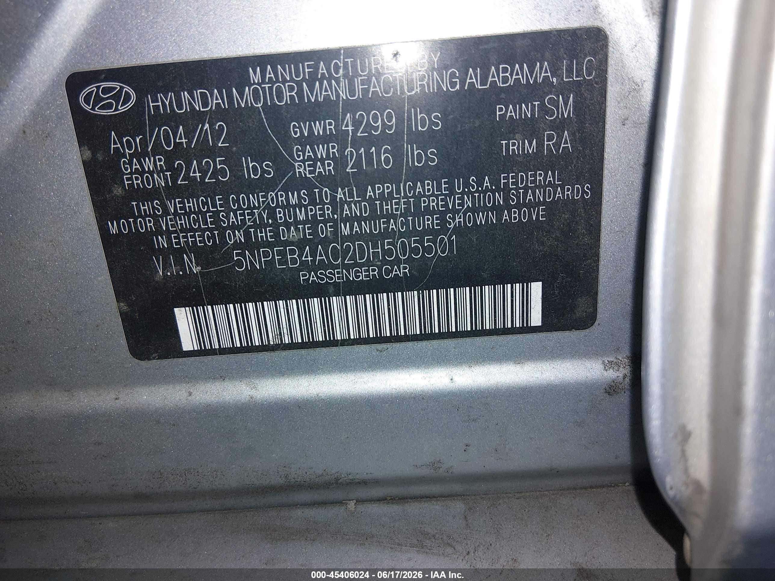 2013 Hyundai Sonata Gls Gray vin: 5NPEB4AC2DH505501