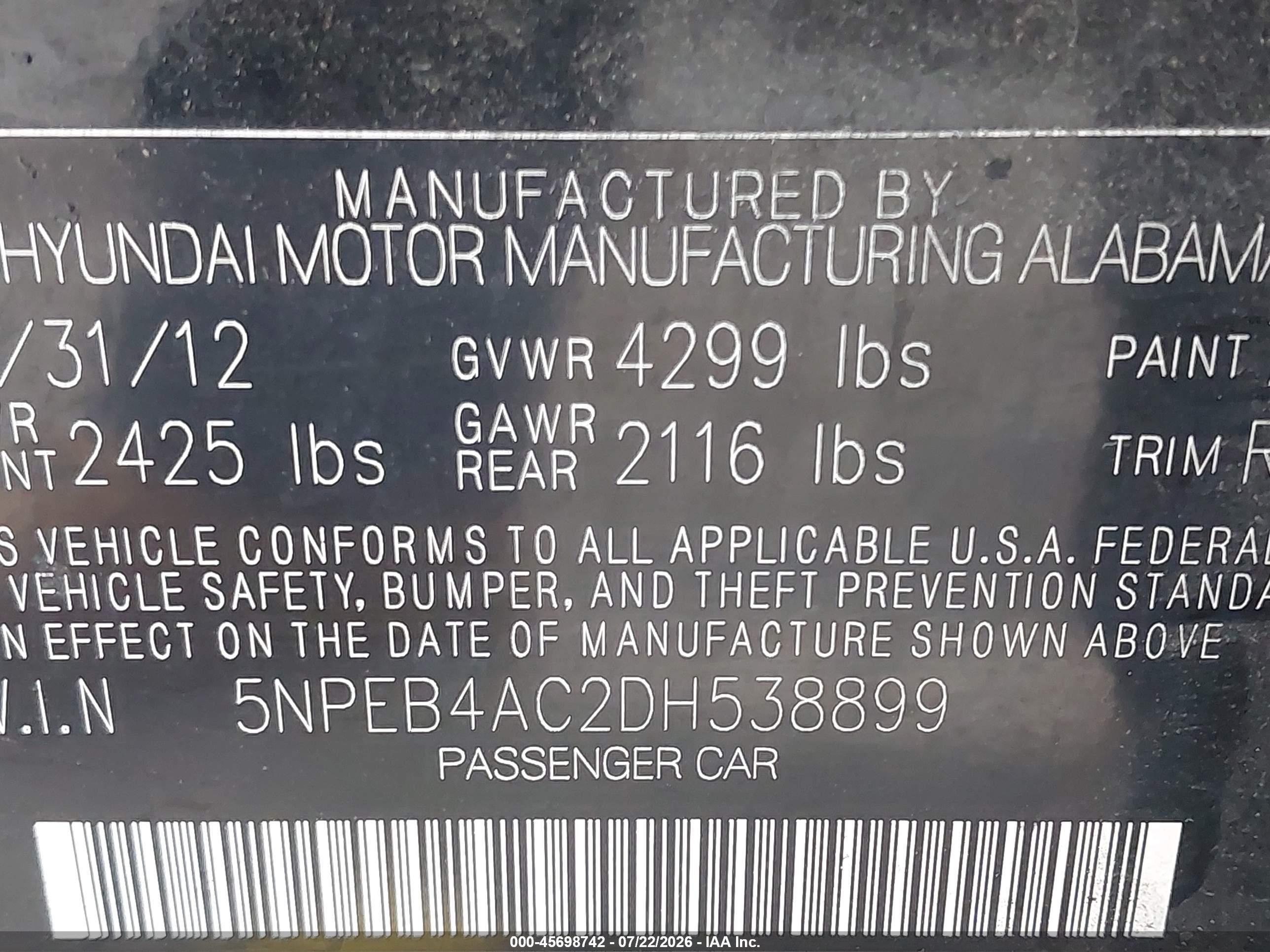 2013 Hyundai Sonata Gls Black vin: 5NPEB4AC2DH538899