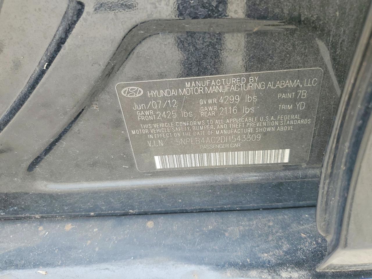 2013 Hyundai Sonata Gls Black vin: 5NPEB4AC2DH543309