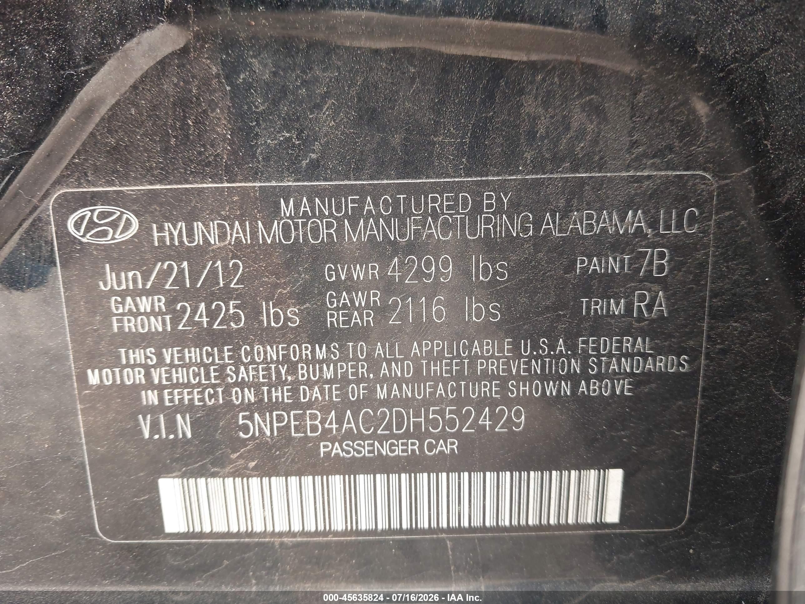 2013 Hyundai Sonata Gls Black vin: 5NPEB4AC2DH552429