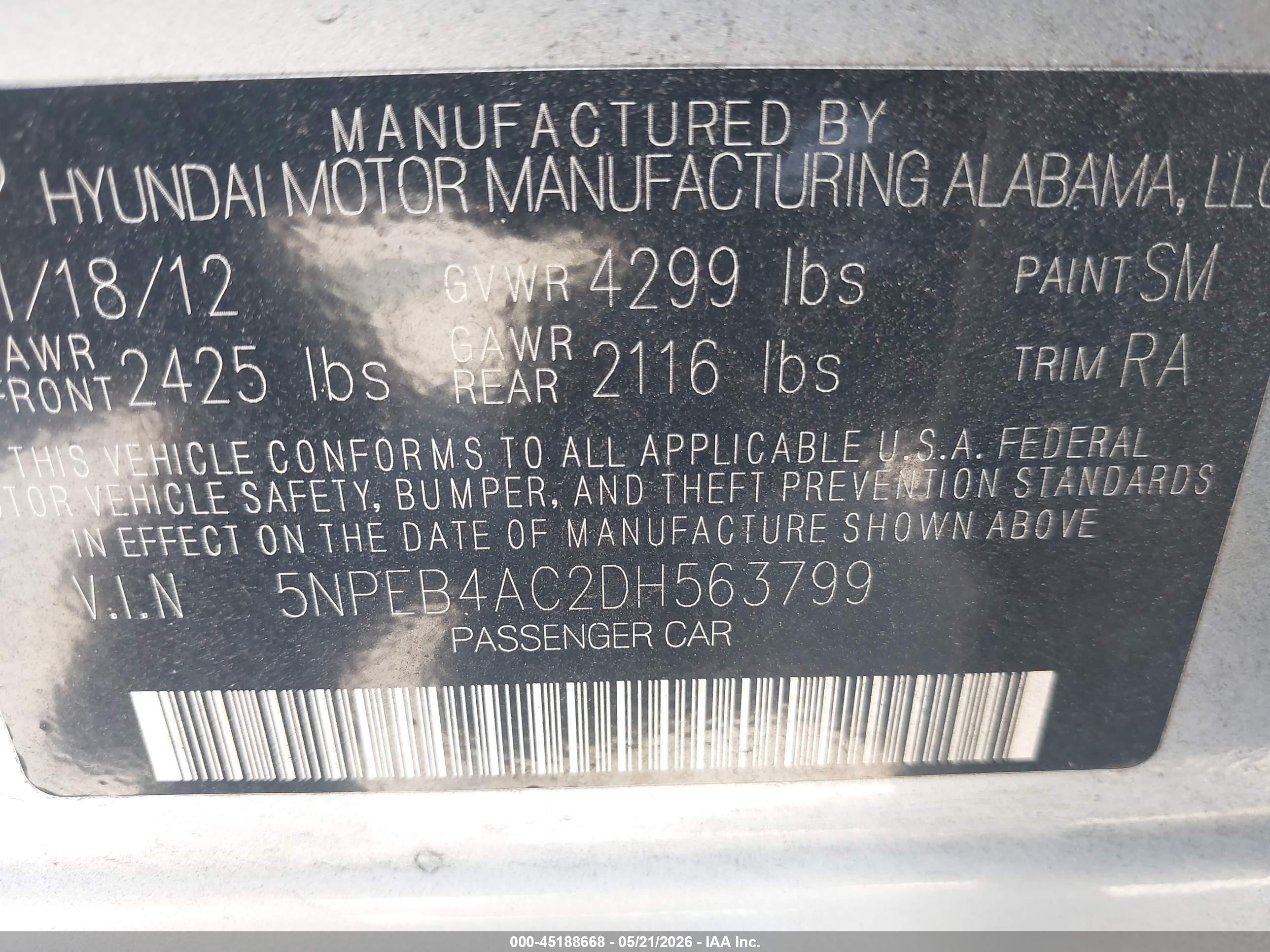 2013 Hyundai Sonata Gls Silver vin: 5NPEB4AC2DH563799