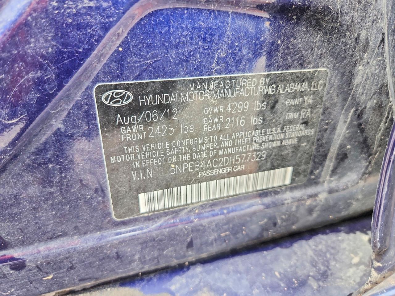 2013 Hyundai Sonata Gls Синий vin: 5NPEB4AC2DH577329
