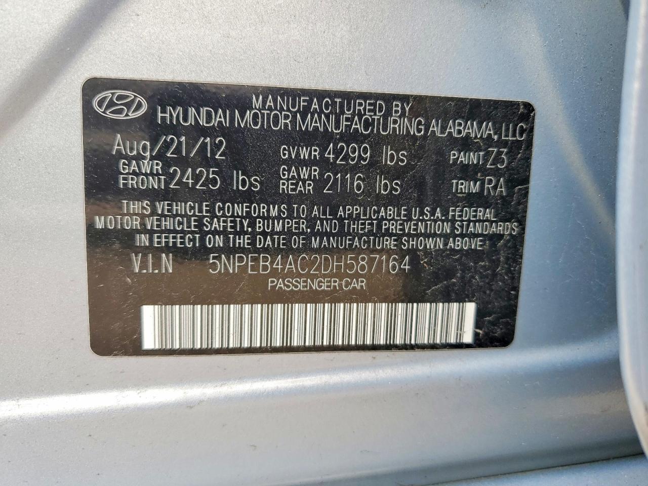 2013 Hyundai Sonata Gls Бирюзовый vin: 5NPEB4AC2DH587164