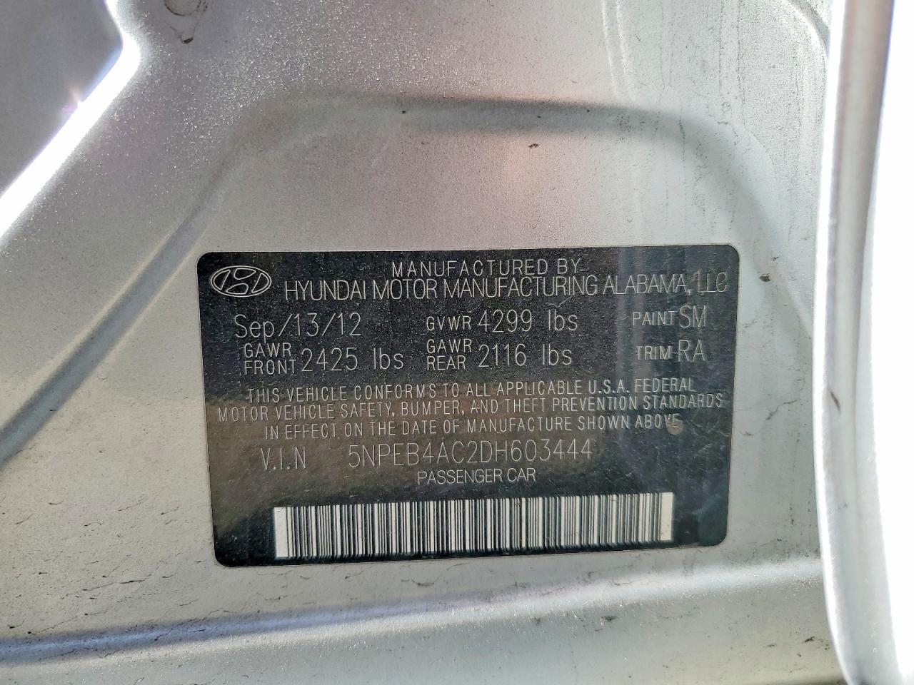 2013 Hyundai Sonata Gls Серебряный vin: 5NPEB4AC2DH603444