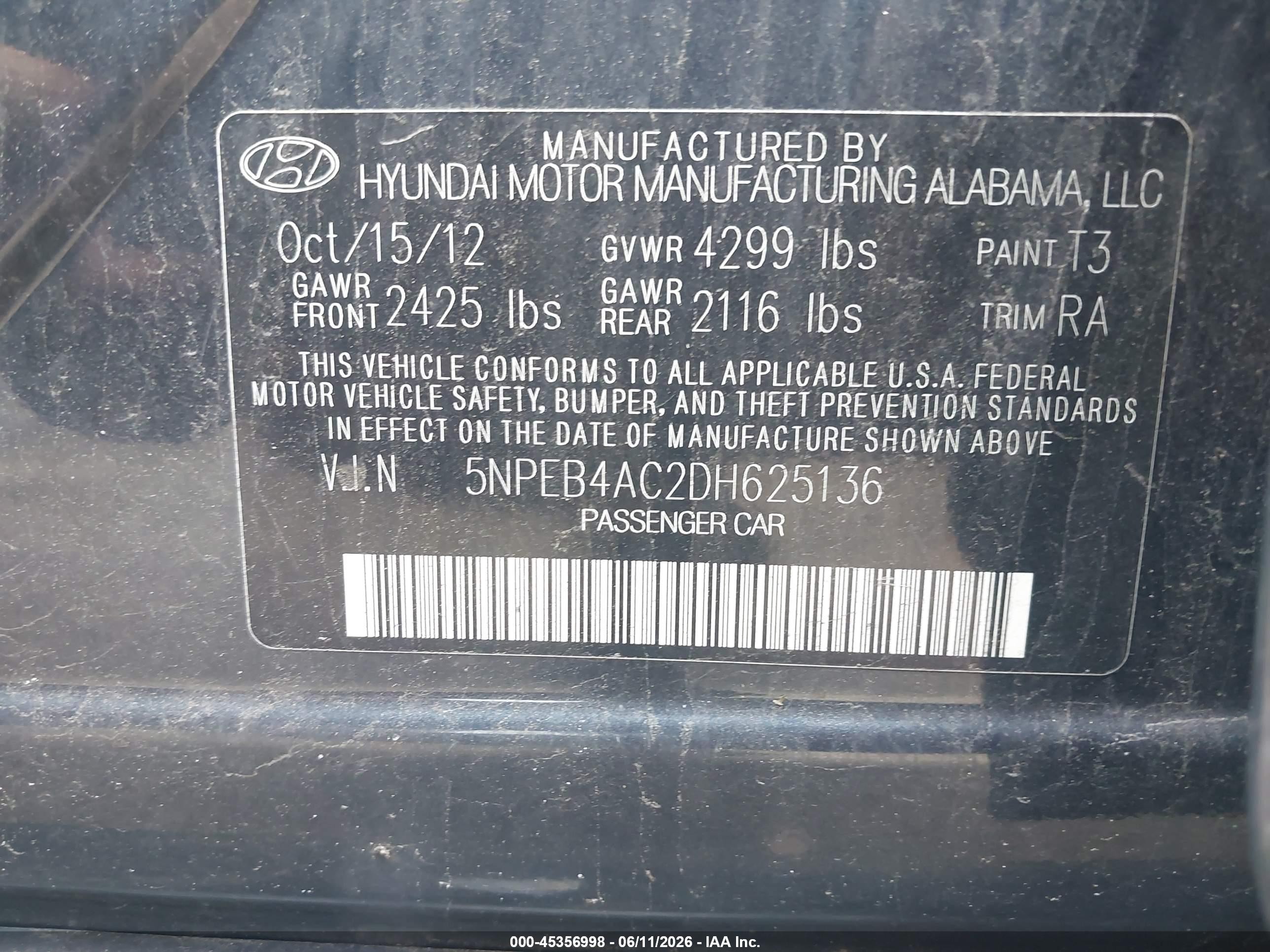 2013 Hyundai Sonata Gls Dark Blue vin: 5NPEB4AC2DH625136