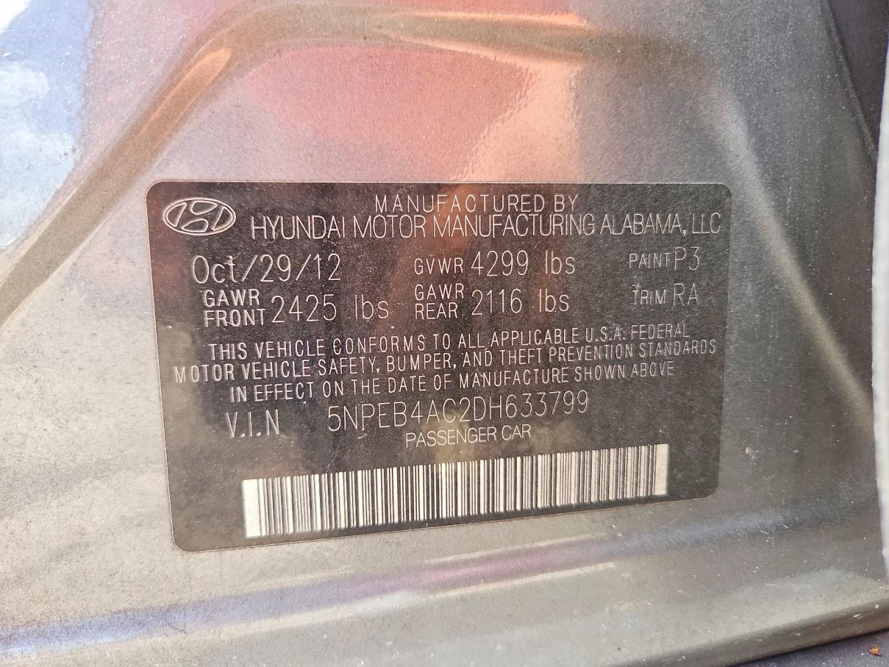 2013 Hyundai Sonata Gls Gray vin: 5NPEB4AC2DH633799