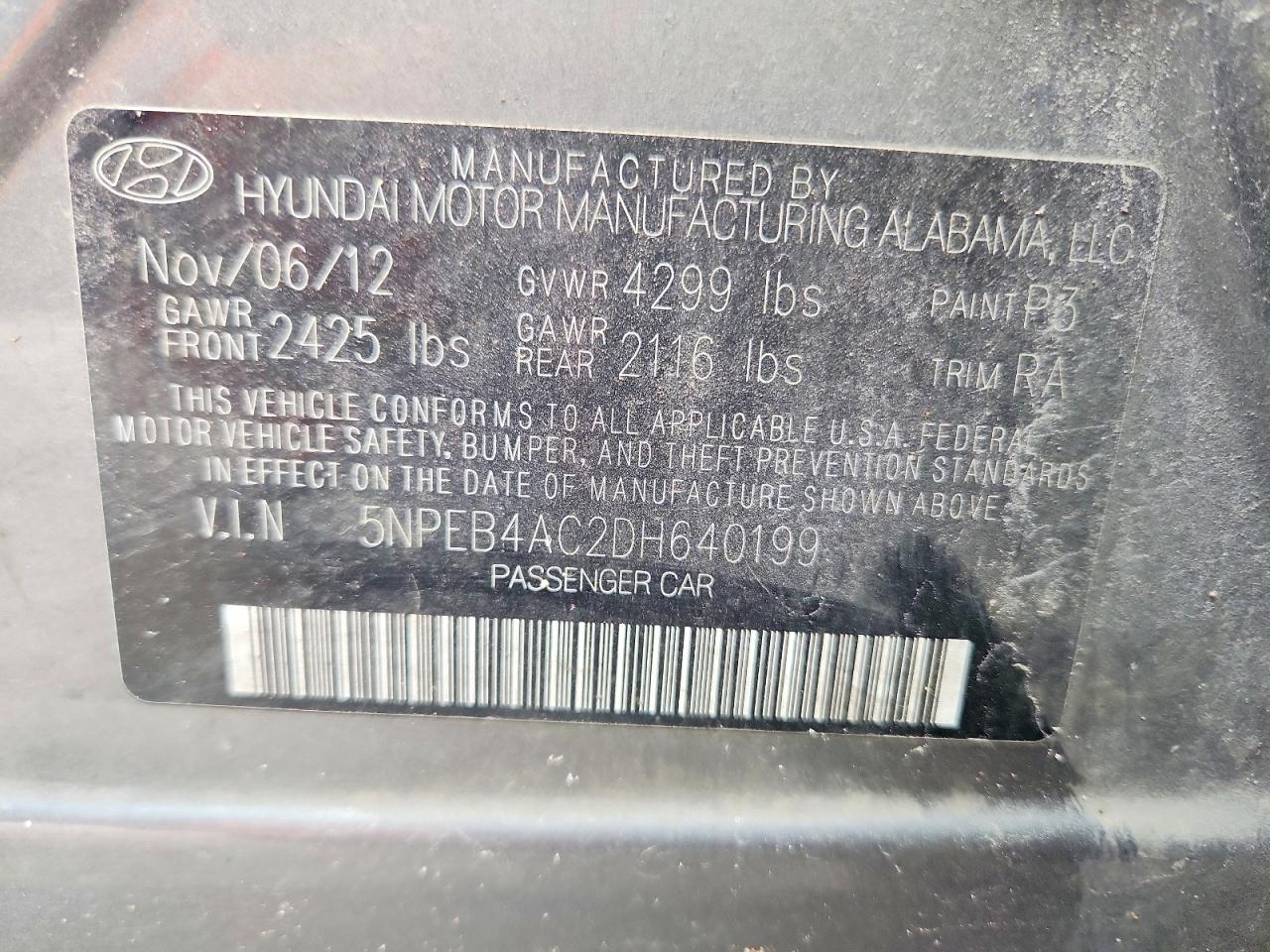 2013 Hyundai Sonata Gls Gray vin: 5NPEB4AC2DH640199