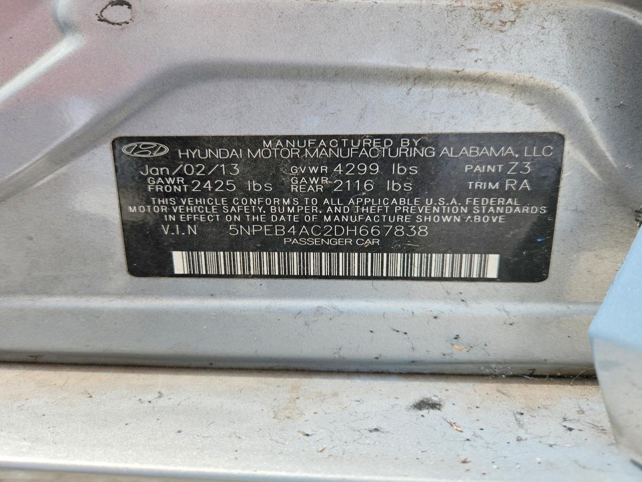 2013 Hyundai Sonata Gls Blue vin: 5NPEB4AC2DH667838