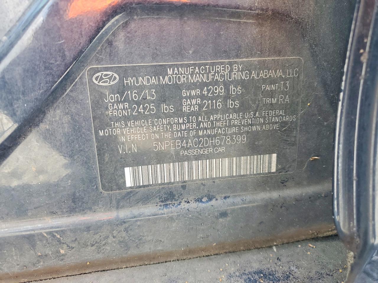 2013 Hyundai Sonata Gls Blue vin: 5NPEB4AC2DH678399