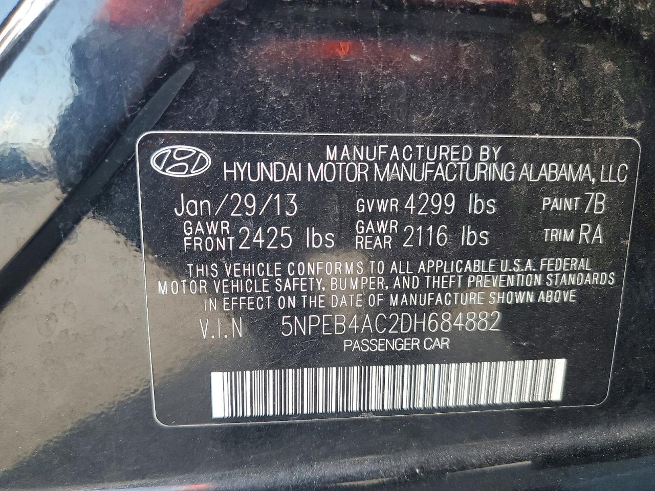 2013 Hyundai Sonata Gls Black vin: 5NPEB4AC2DH684882
