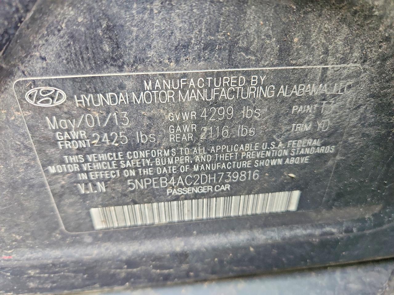 2013 Hyundai Sonata Gls Blue vin: 5NPEB4AC2DH739816