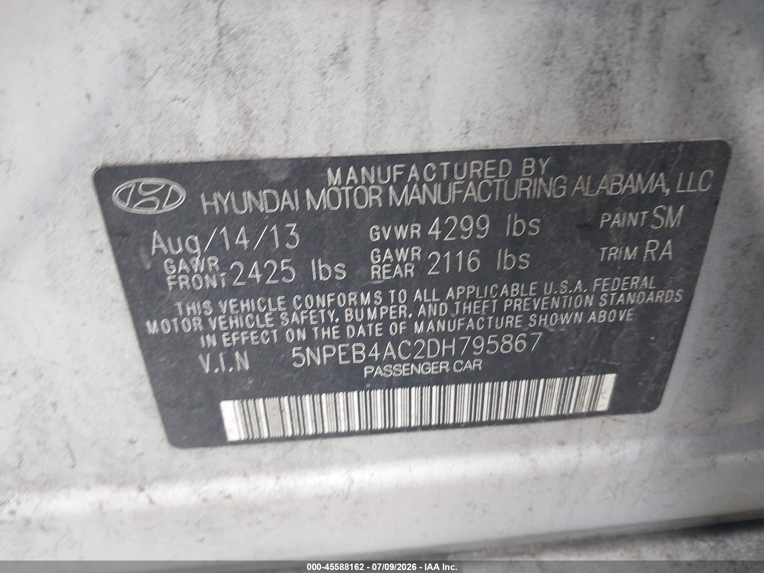 2013 Hyundai Sonata Gls Silver vin: 5NPEB4AC2DH795867
