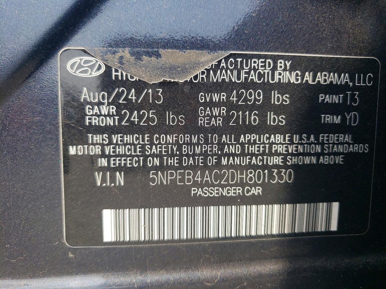 2013 Hyundai Sonata Gls Blue vin: 5NPEB4AC2DH801330