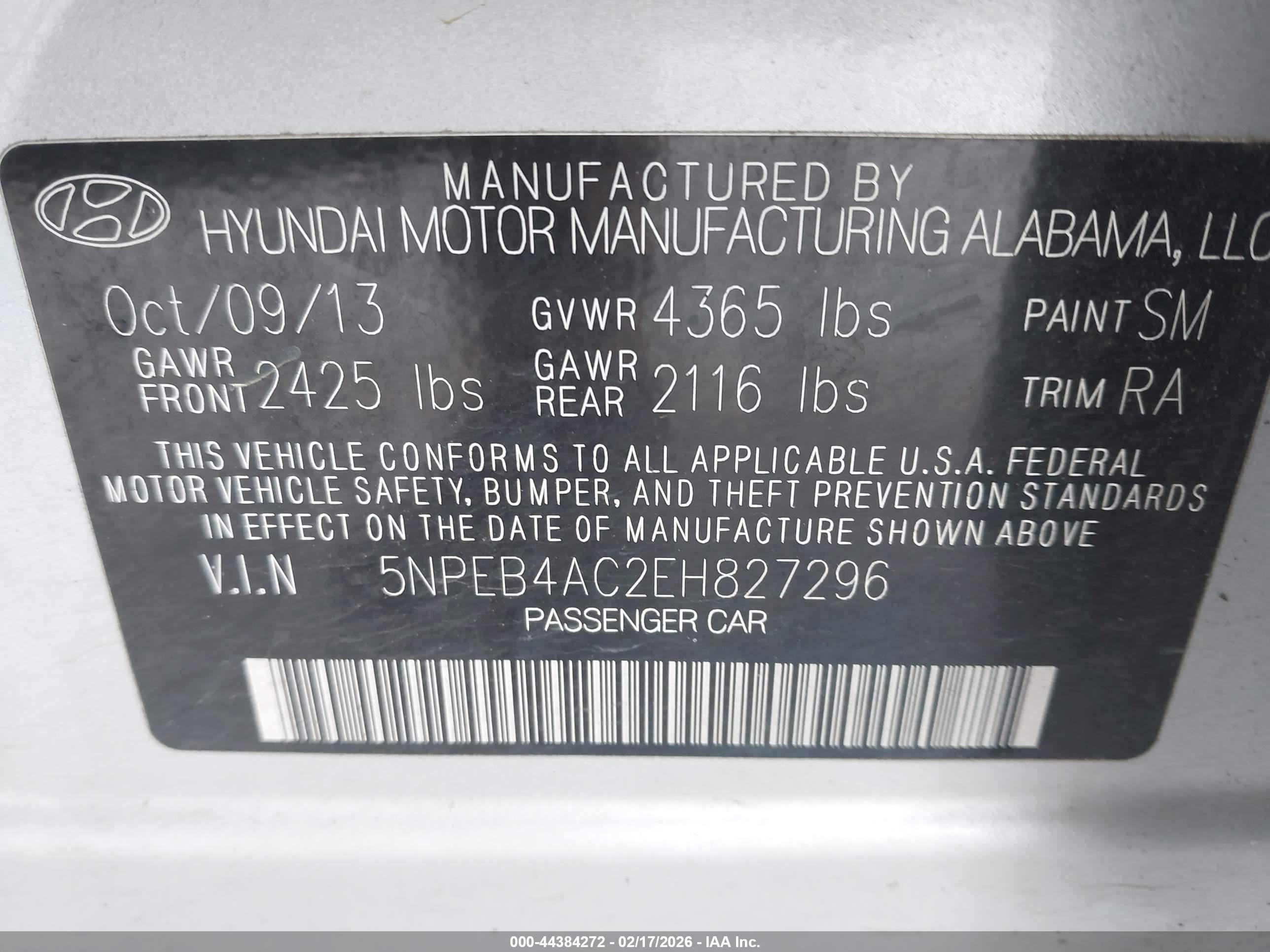 2014 Hyundai Sonata Gls Silver vin: 5NPEB4AC2EH827296