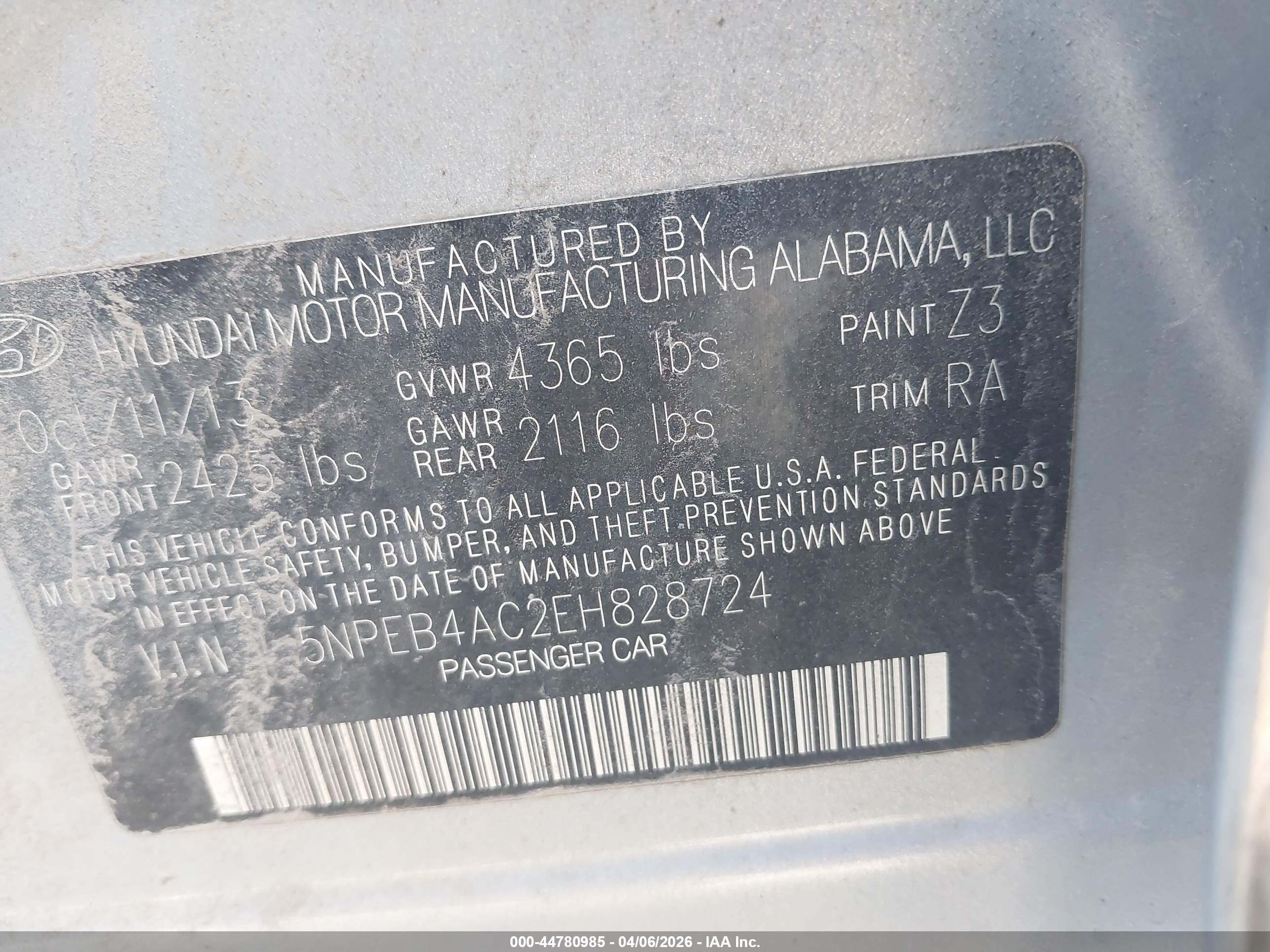 2014 Hyundai Sonata Gls Light Blue vin: 5NPEB4AC2EH828724