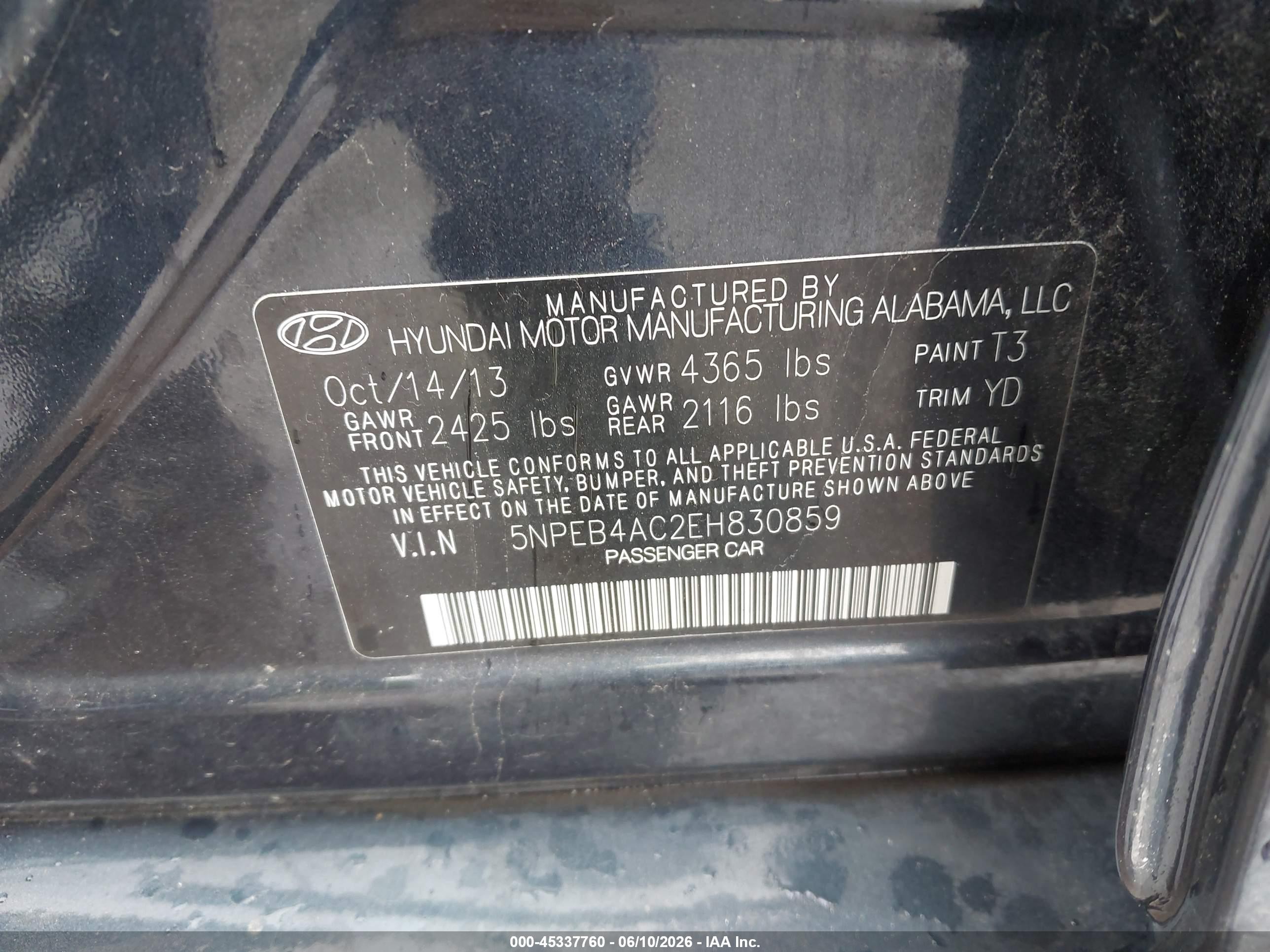 2014 Hyundai Sonata Gls Blue vin: 5NPEB4AC2EH830859