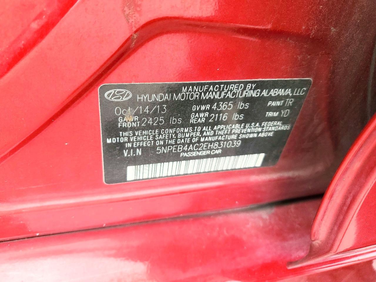 2014 Hyundai Sonata Gls Red vin: 5NPEB4AC2EH831039