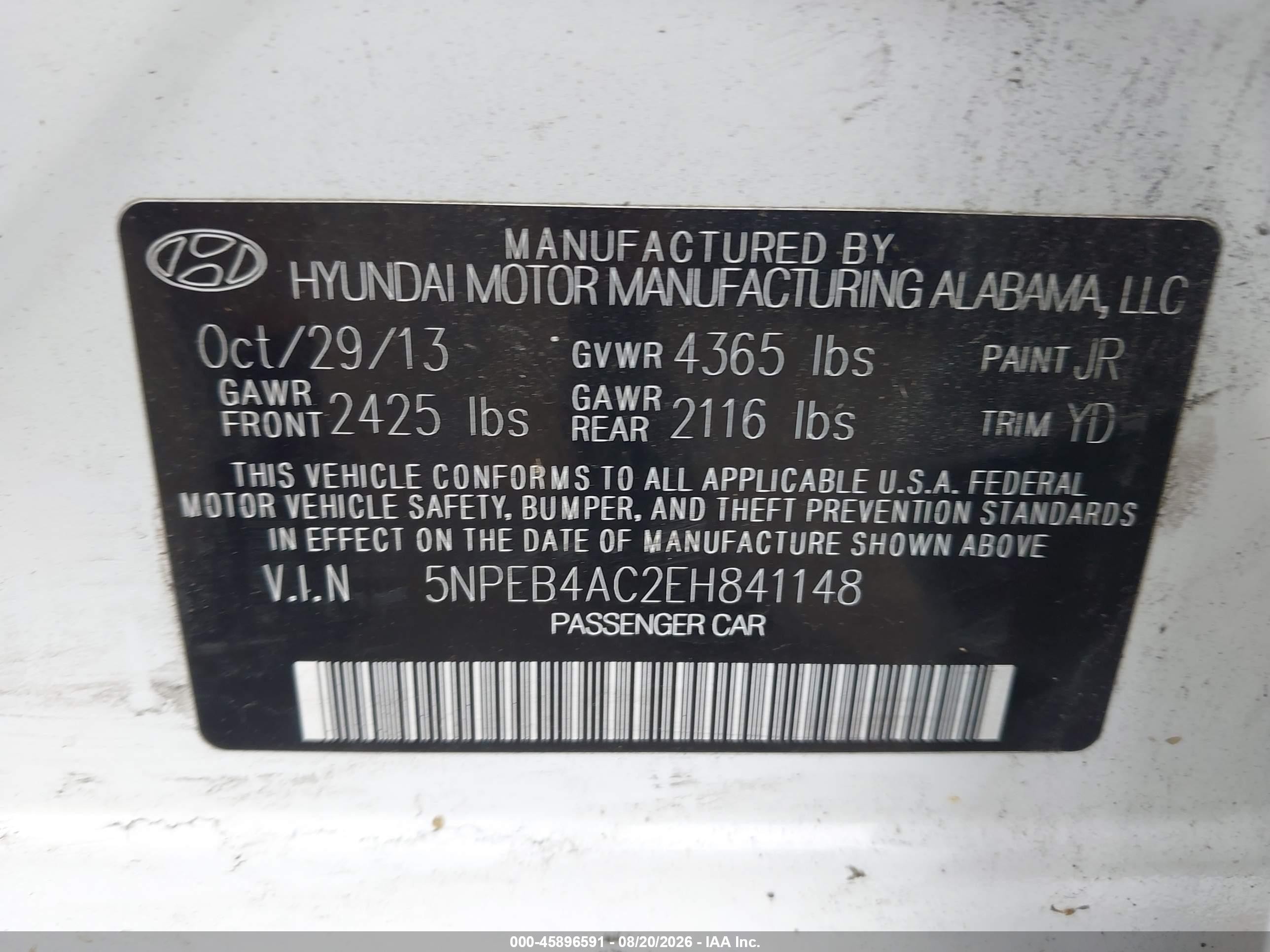 2014 Hyundai Sonata Gls Белый vin: 5NPEB4AC2EH841148