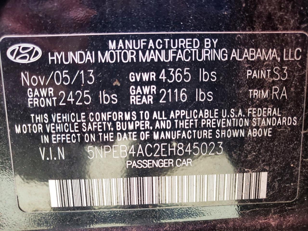 2014 Hyundai Sonata Gls Black vin: 5NPEB4AC2EH845023